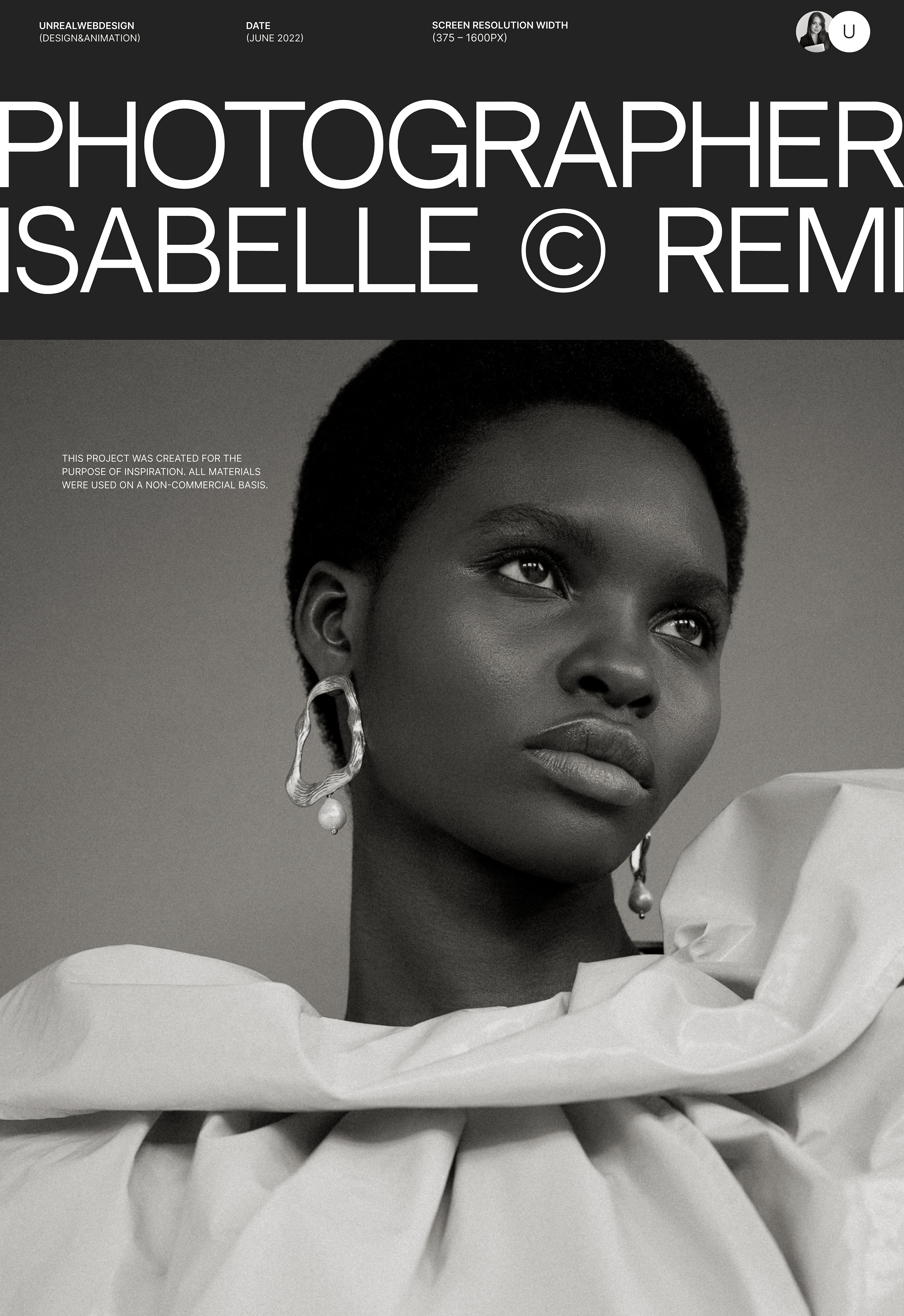 FASHION PHOTOGRAPHER ISABELLE REMI WEBDESIGN CONCEPT — Изображение №1 — Интерфейсы на Dprofile