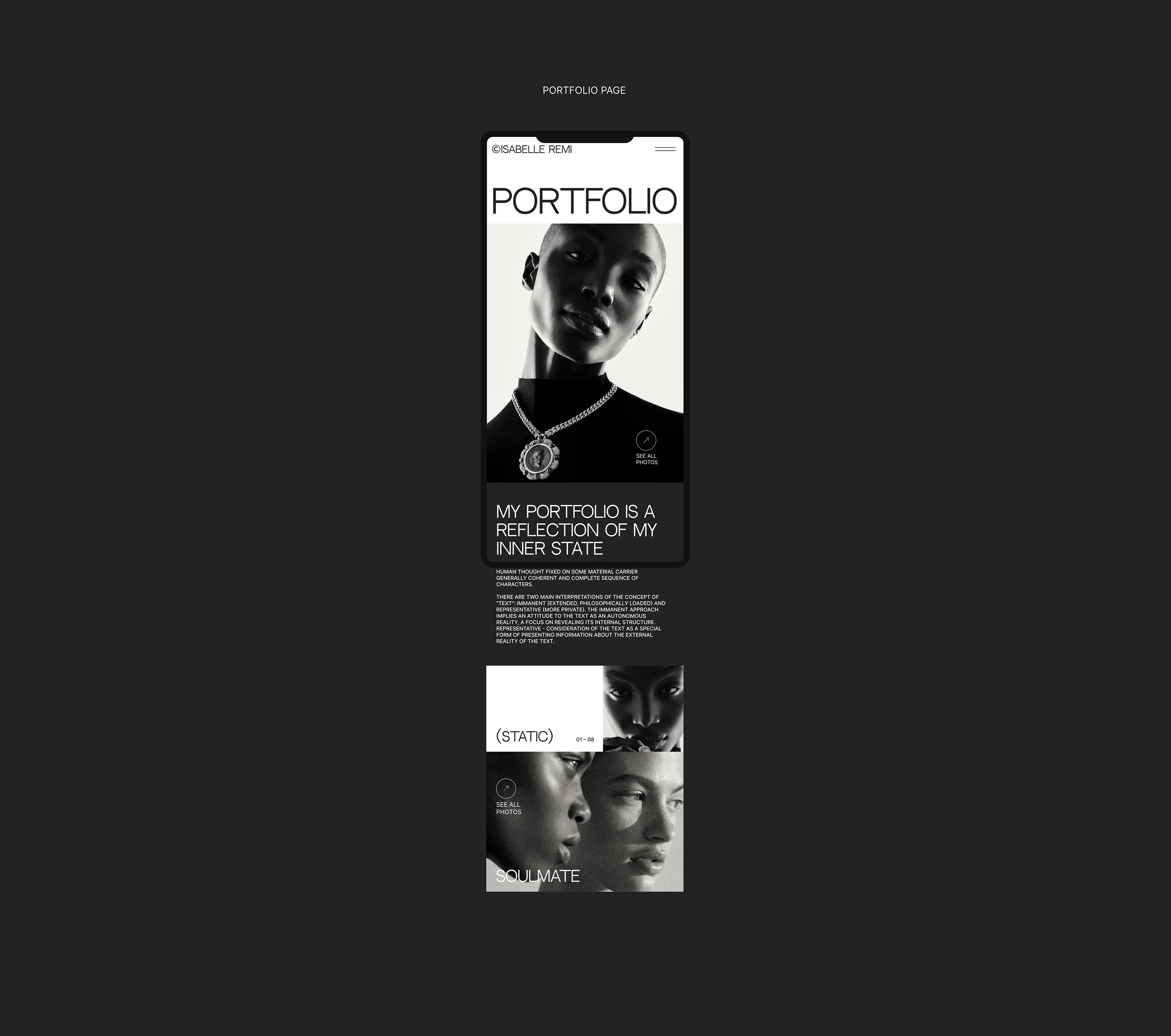 FASHION PHOTOGRAPHER ISABELLE REMI WEBDESIGN CONCEPT — Изображение №4 — Интерфейсы на Dprofile