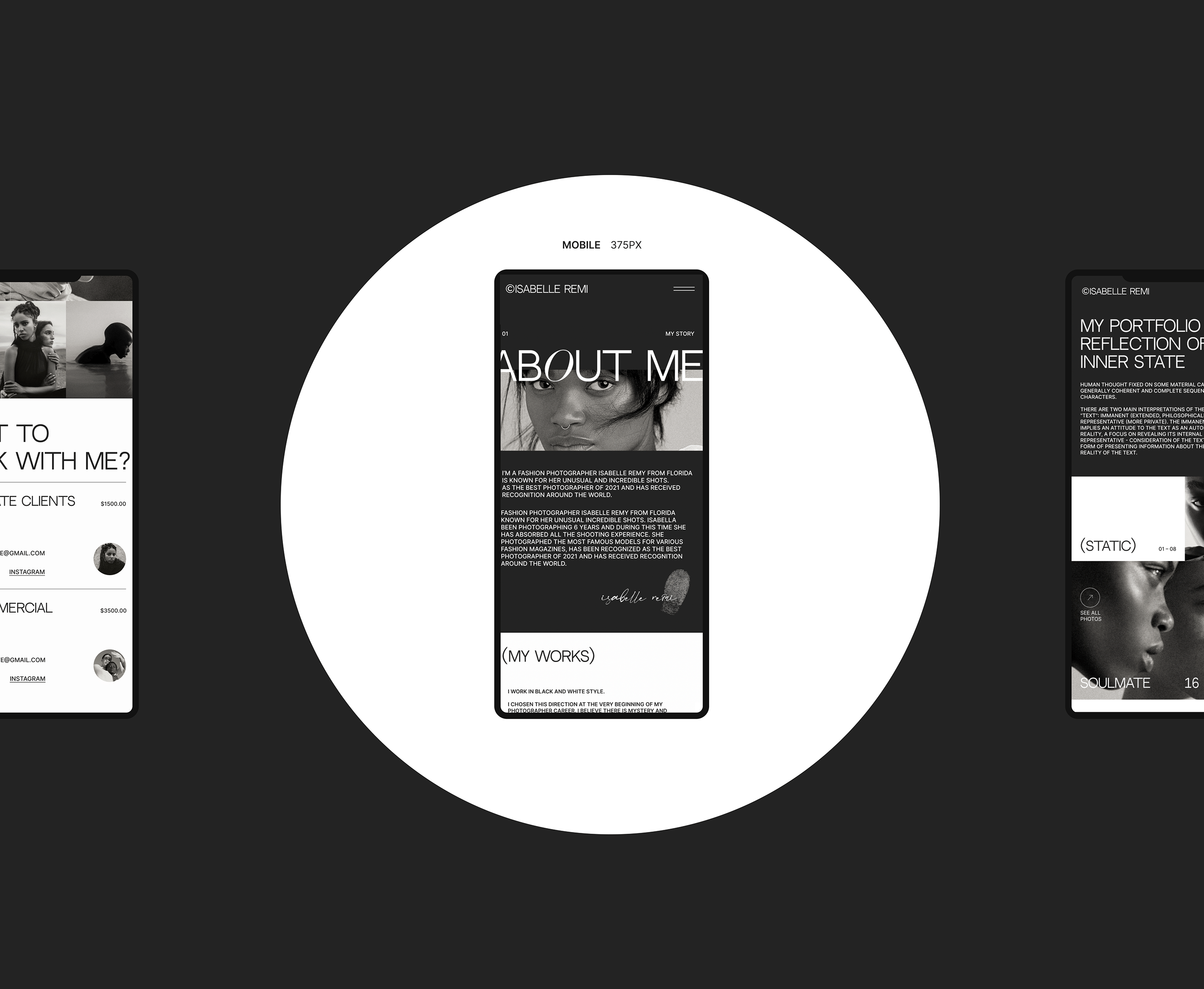 FASHION PHOTOGRAPHER ISABELLE REMI WEBDESIGN CONCEPT — Изображение №17 — Интерфейсы на Dprofile