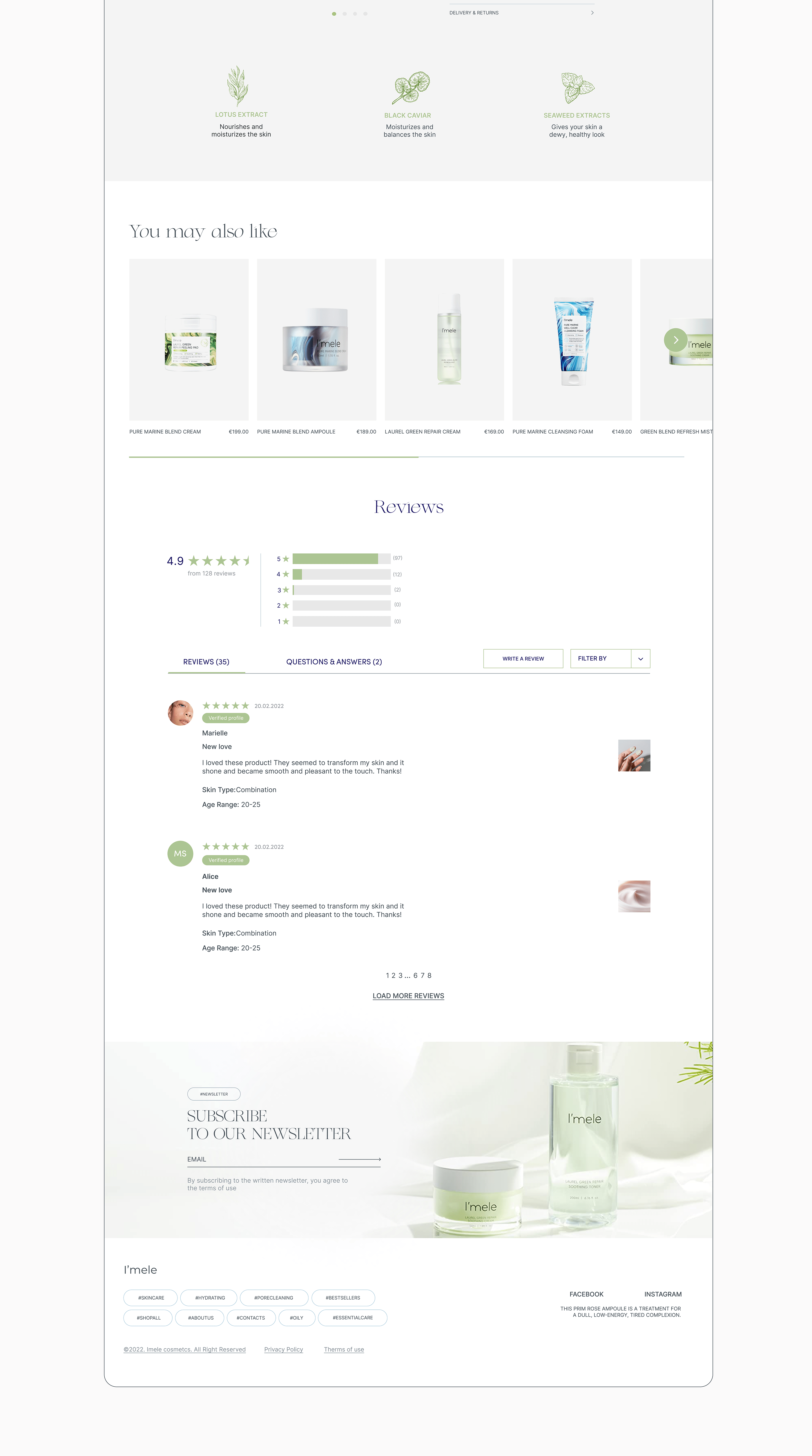 i'mele skincare cosmetics webdesign concept — Изображение №9 — Интерфейсы на Dprofile