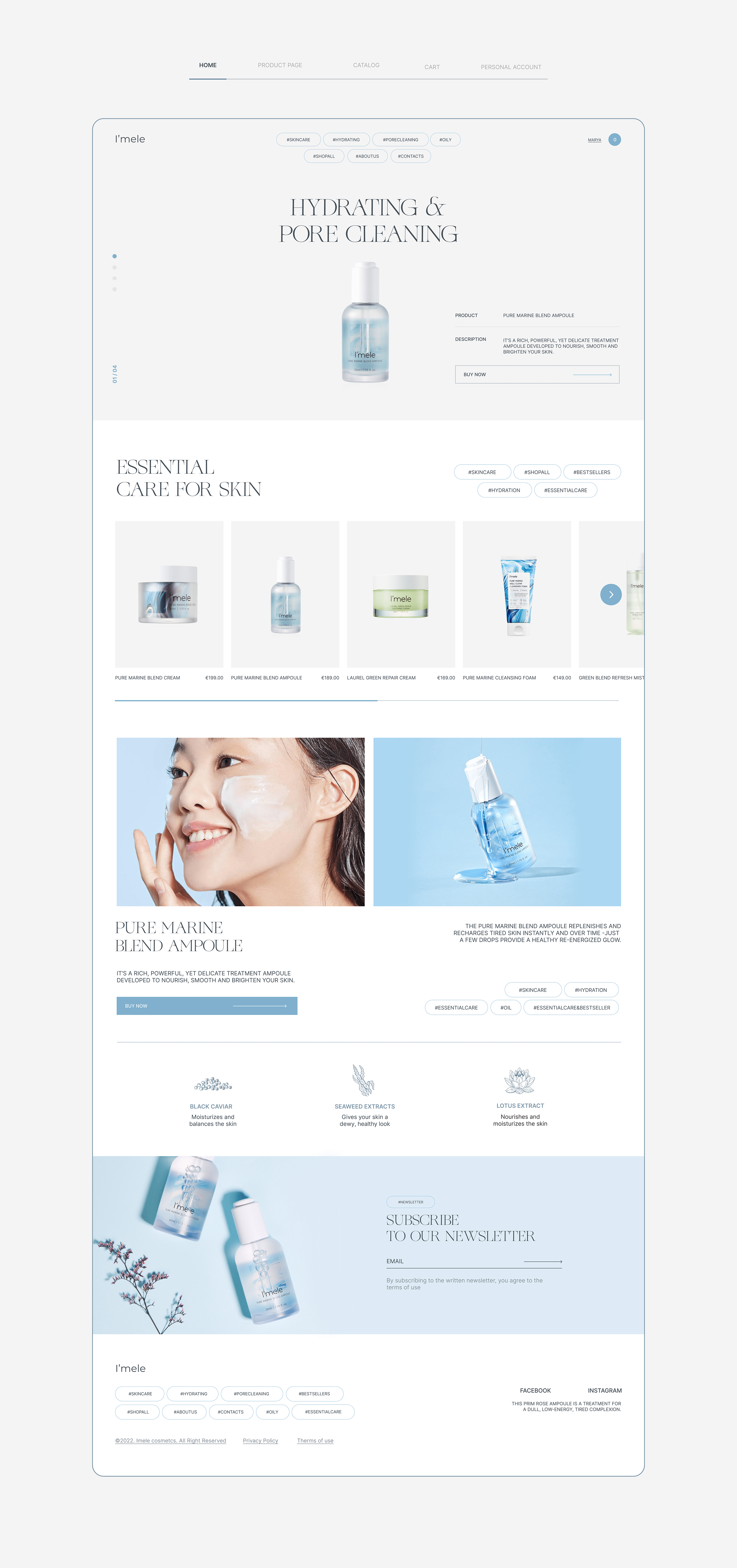 i'mele skincare cosmetics webdesign concept — Изображение №3 — Интерфейсы на Dprofile