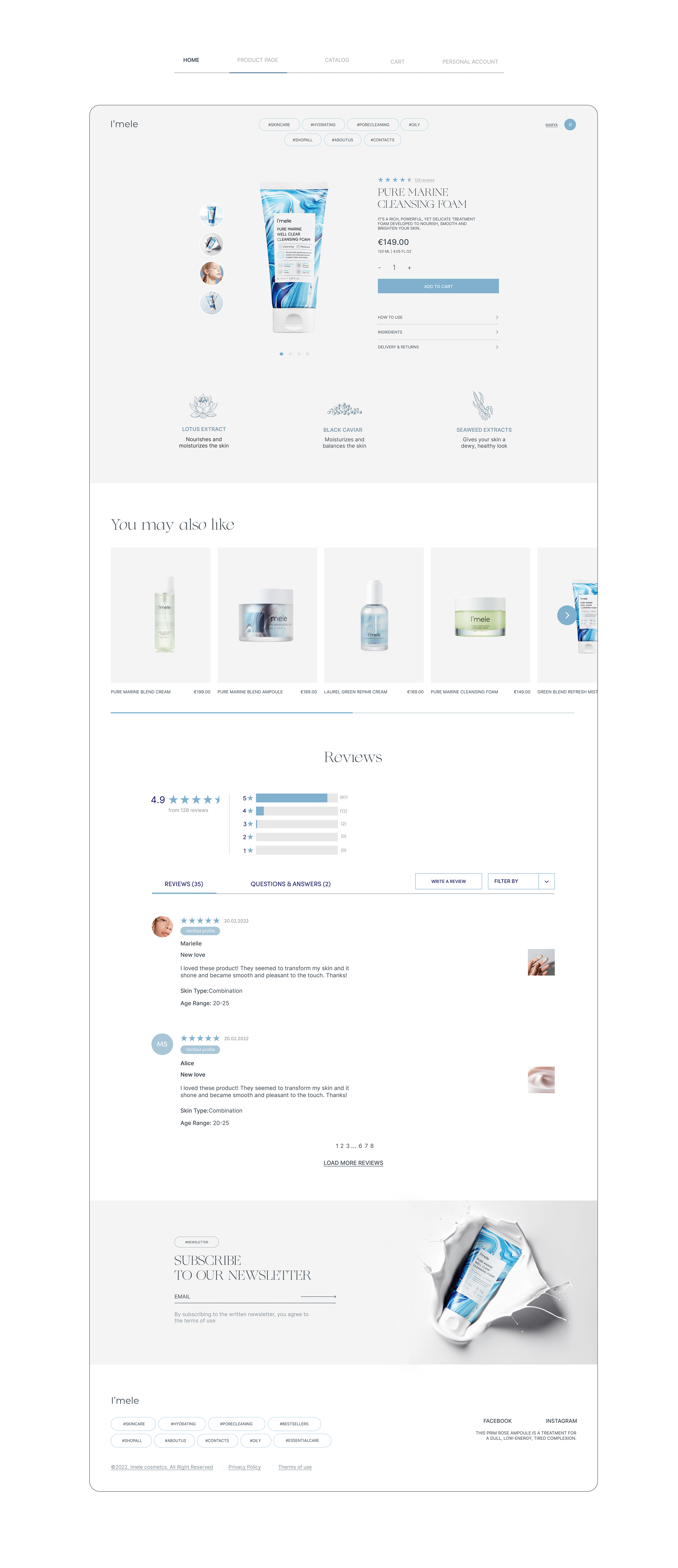 i'mele skincare cosmetics webdesign concept — Изображение №6 — Интерфейсы на Dprofile