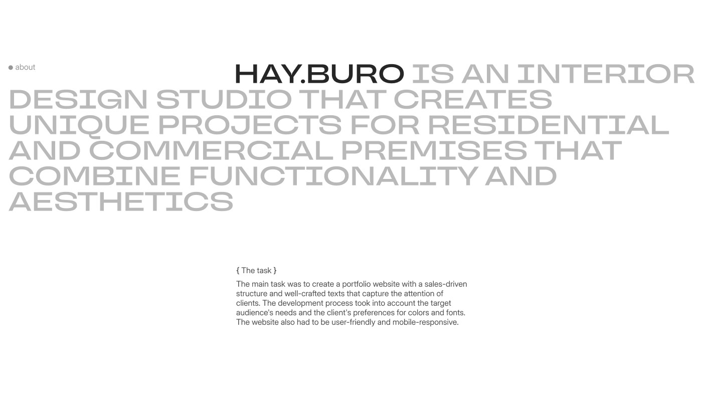 HAY.BURO - Interior Design Studio | Web Design — Изображение №2 — Интерфейсы, Графика на Dprofile