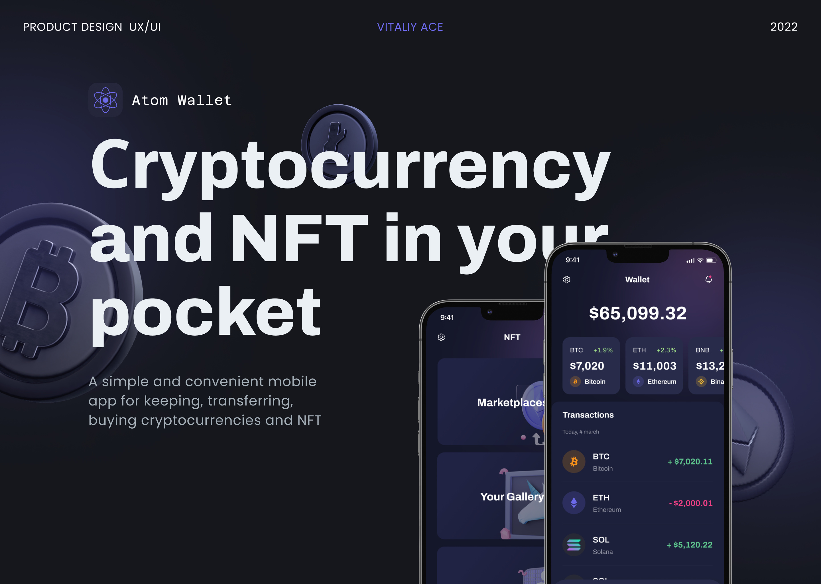 Atom Wallet. Crypto wallet app UX/UI — Изображение №1 — Интерфейсы, Брендинг, Графика на Dprofile