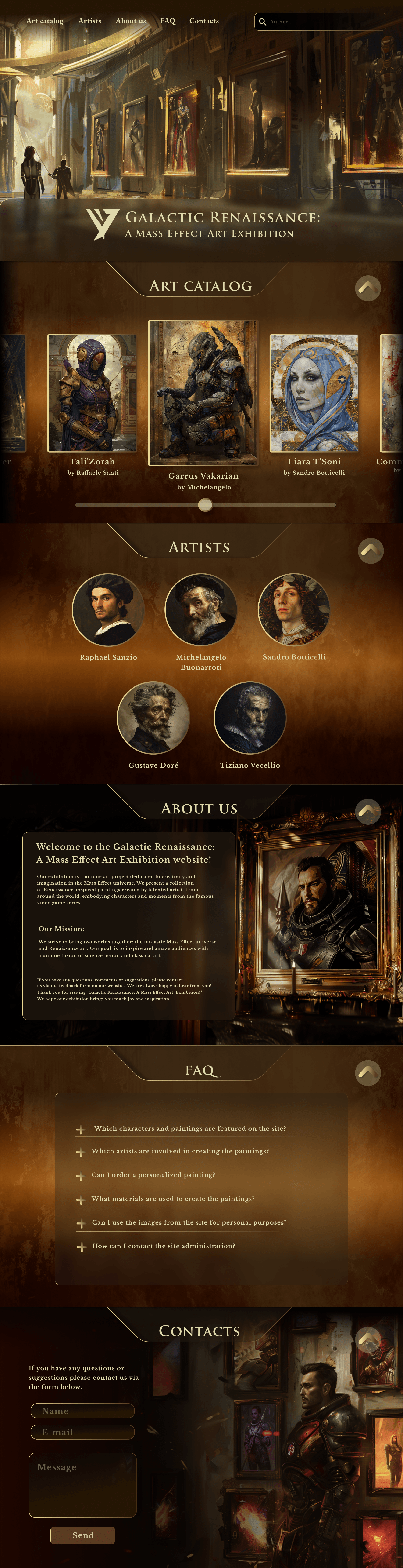Mass Effect renaissance exhibition| landing page — Изображение №4 — Интерфейсы на Dprofile