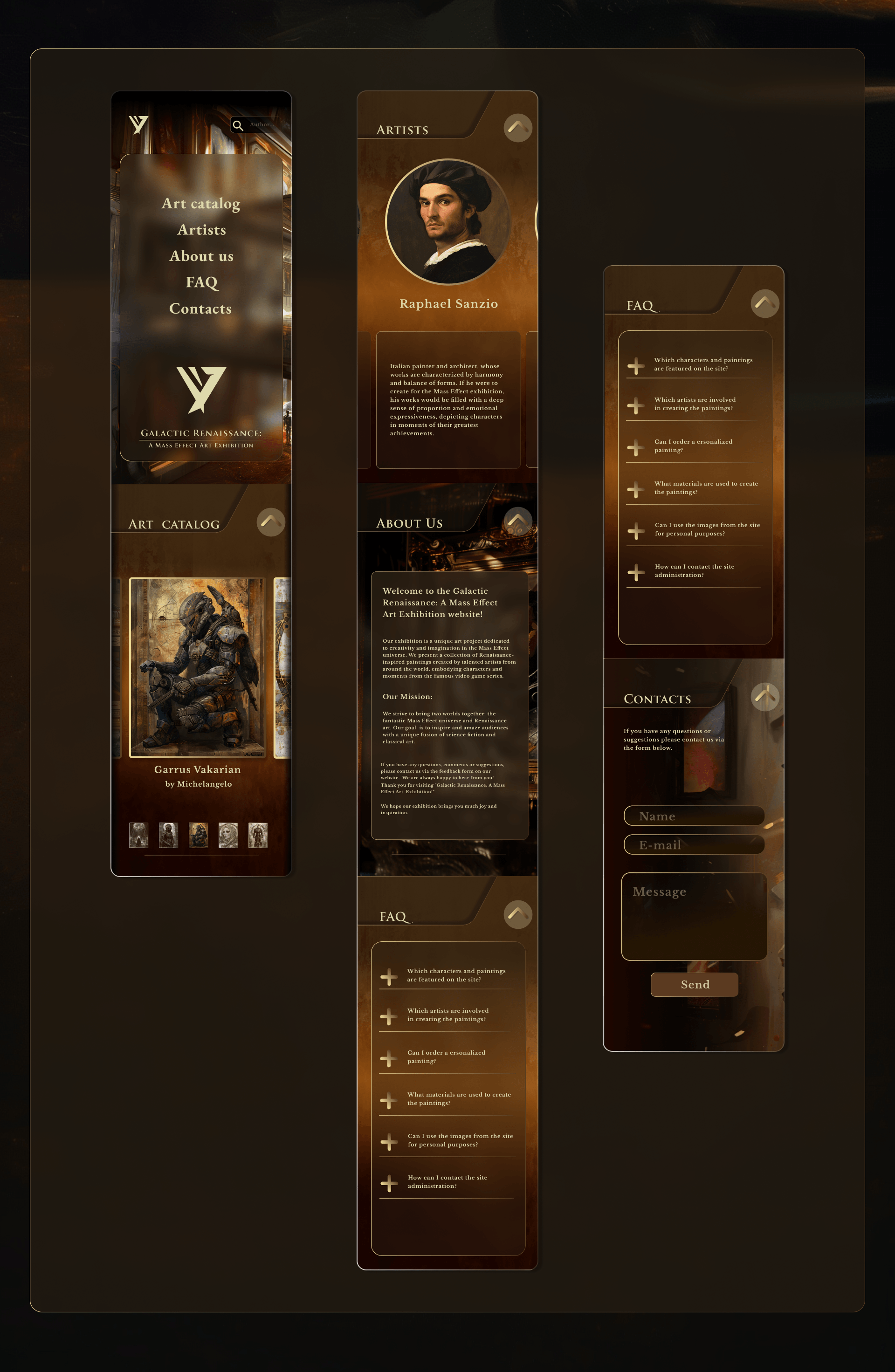 Mass Effect renaissance exhibition| landing page — Изображение №5 — Интерфейсы на Dprofile