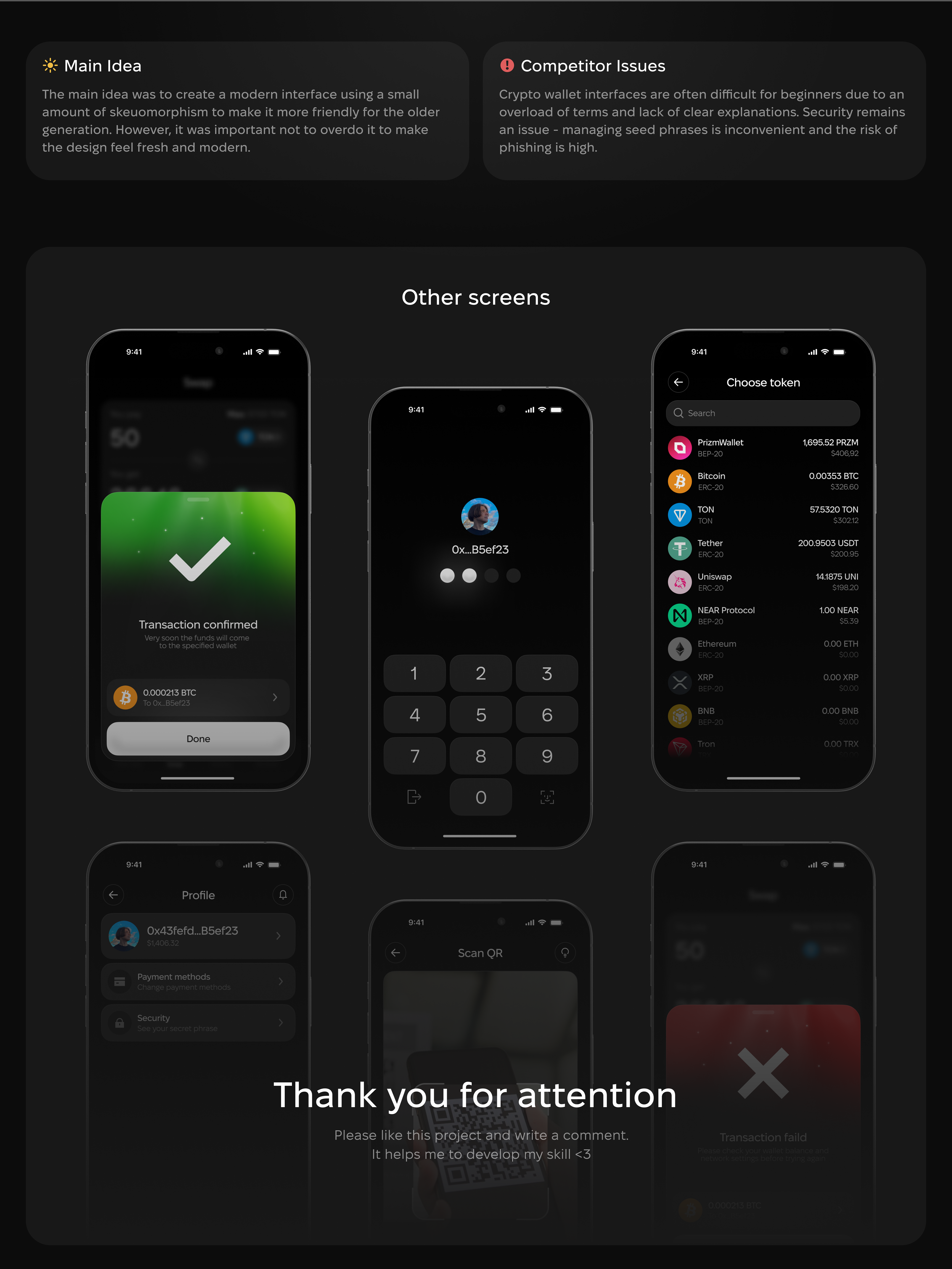 Prizm - Web3 crypto wallet app — Изображение №11 — Интерфейсы на Dprofile