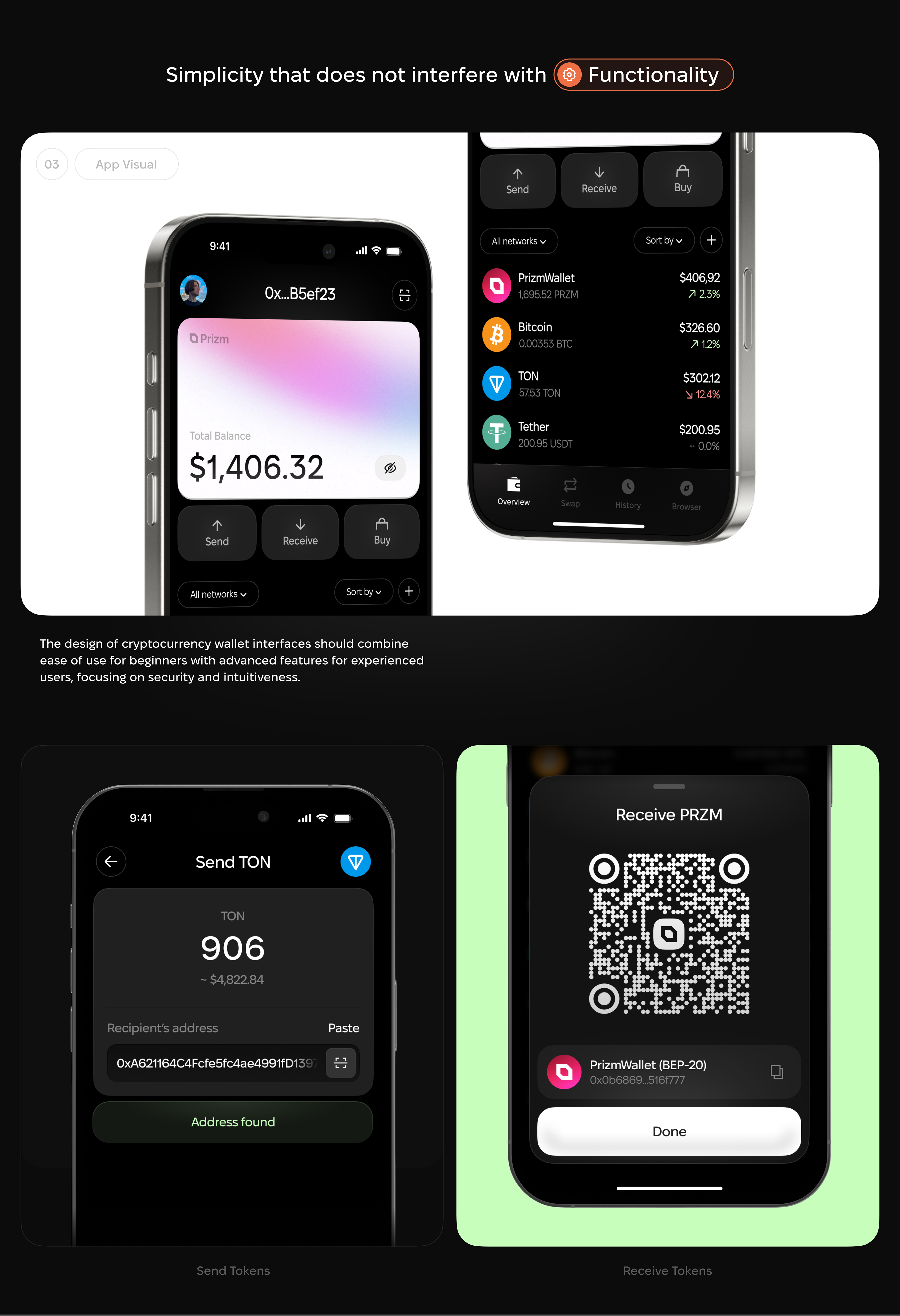 Prizm - Web3 crypto wallet app — Изображение №3 — Интерфейсы на Dprofile