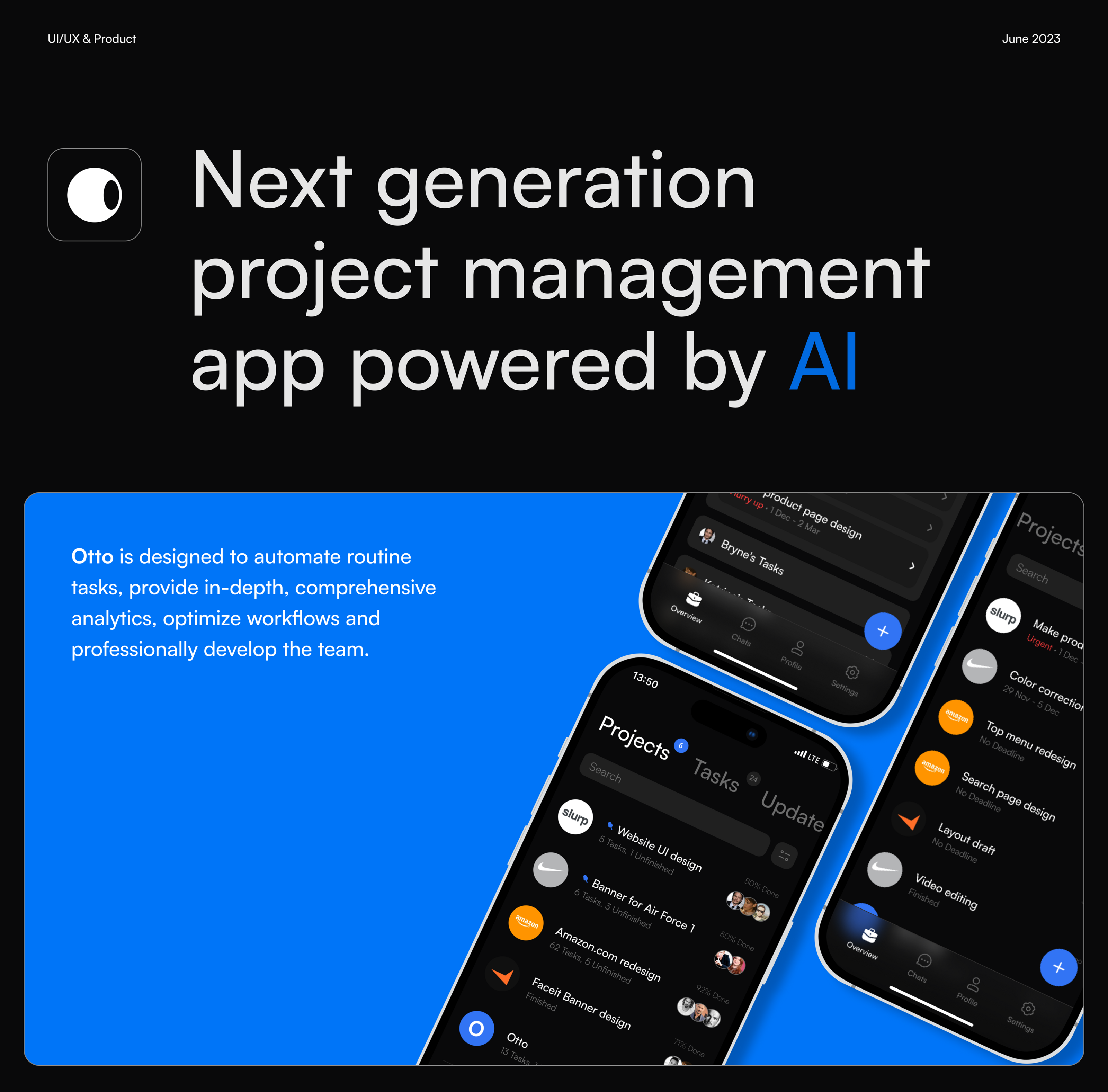 Otto - Project management app powered by AI — Изображение №1 — Интерфейсы, Брендинг на Dprofile