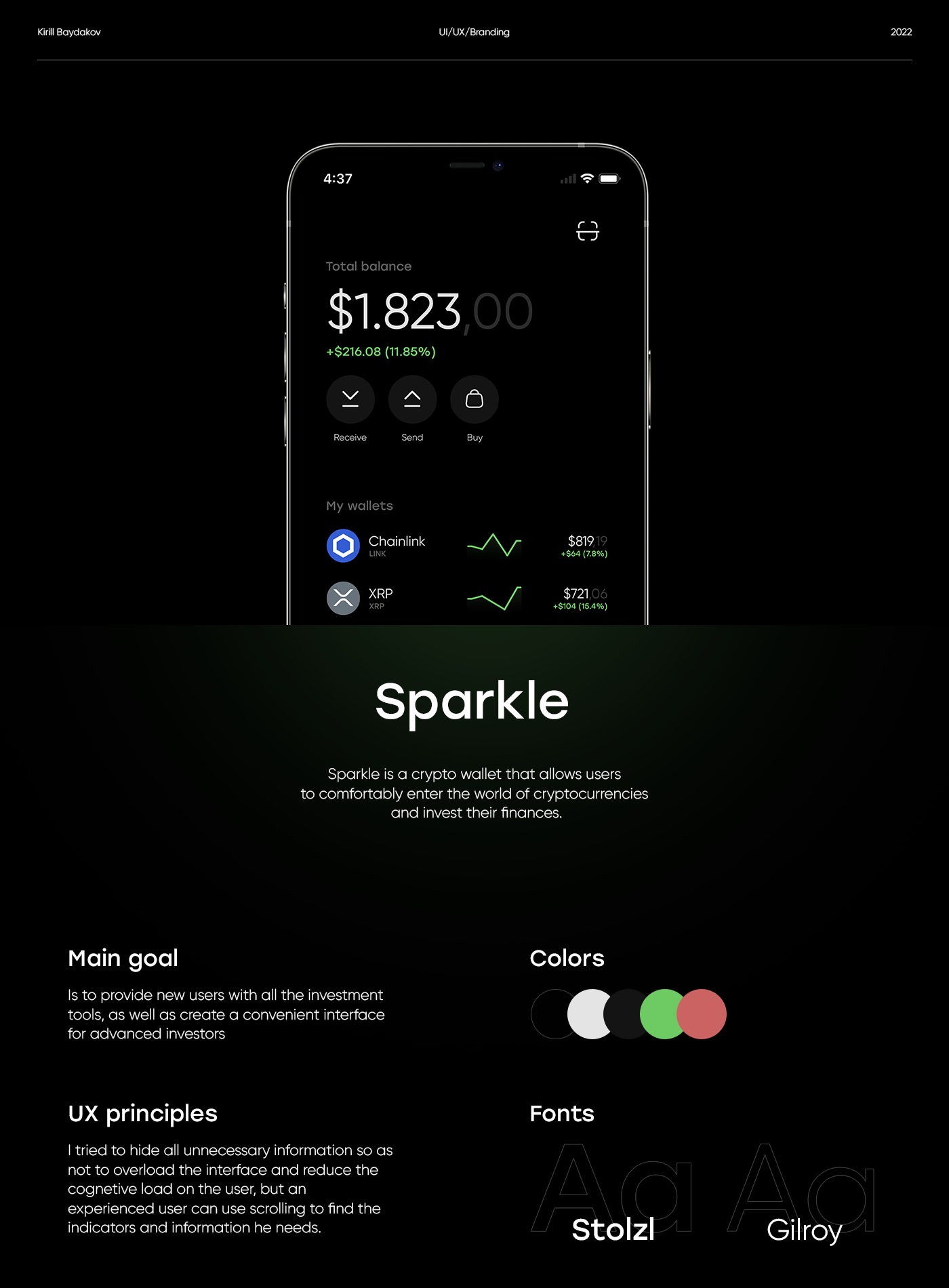 Sparkle - crypto investment app UI — Изображение №1 — Интерфейсы, Брендинг, Анимация на Dprofile