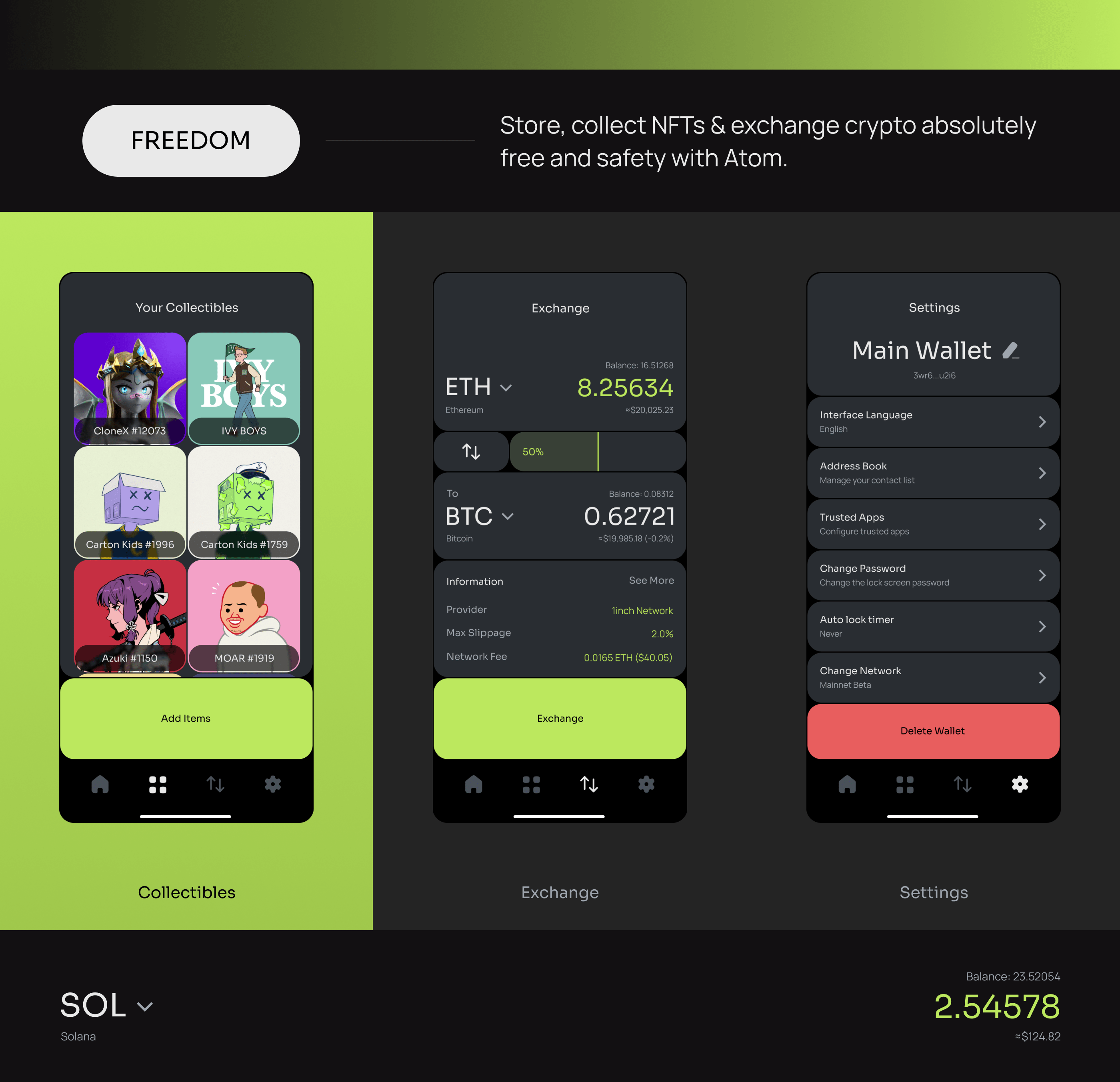 Atom - MultiChain Crypto Wallet App UI — Изображение №3 — Интерфейсы, Брендинг, Графика на Dprofile