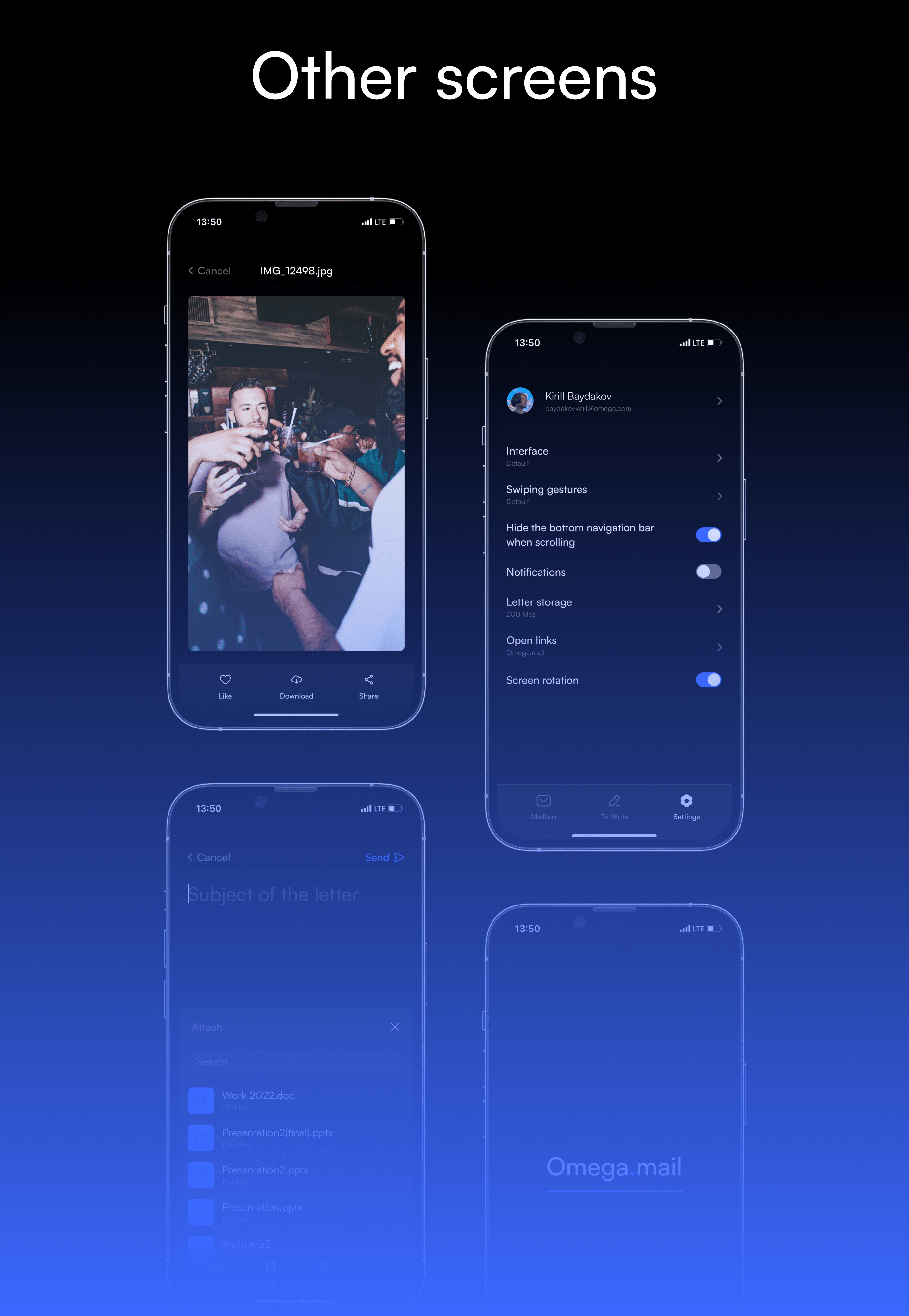 Omega.mail - Email App Concept UI — Изображение №13 — Интерфейсы, Брендинг, Анимация на Dprofile