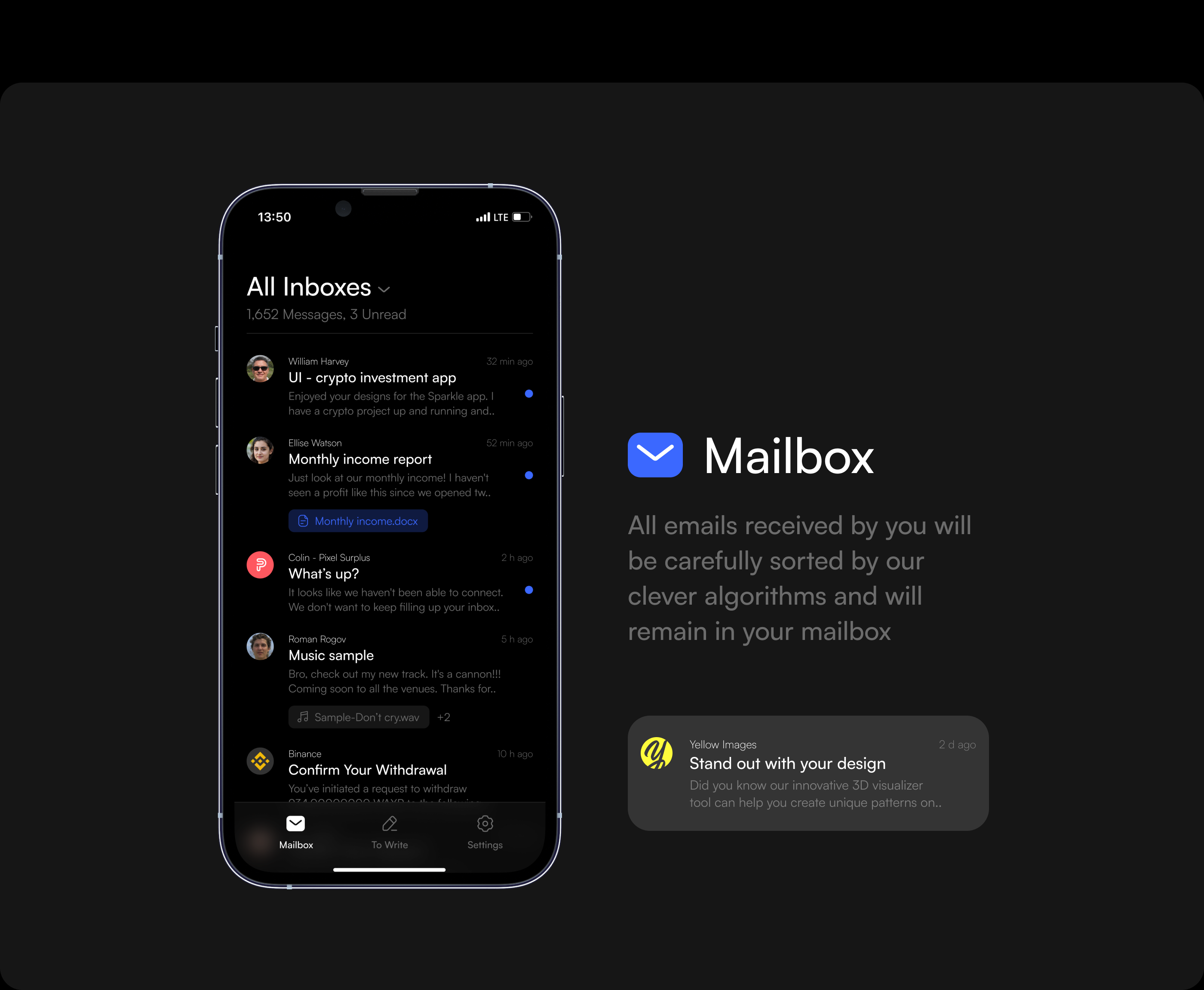 Omega.mail - Email App Concept UI — Изображение №7 — Интерфейсы, Брендинг, Анимация на Dprofile