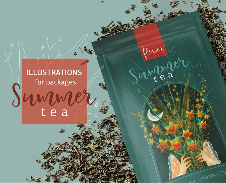 Illustrations for packages Summer tea — Брендинг, Графика на Dprofile