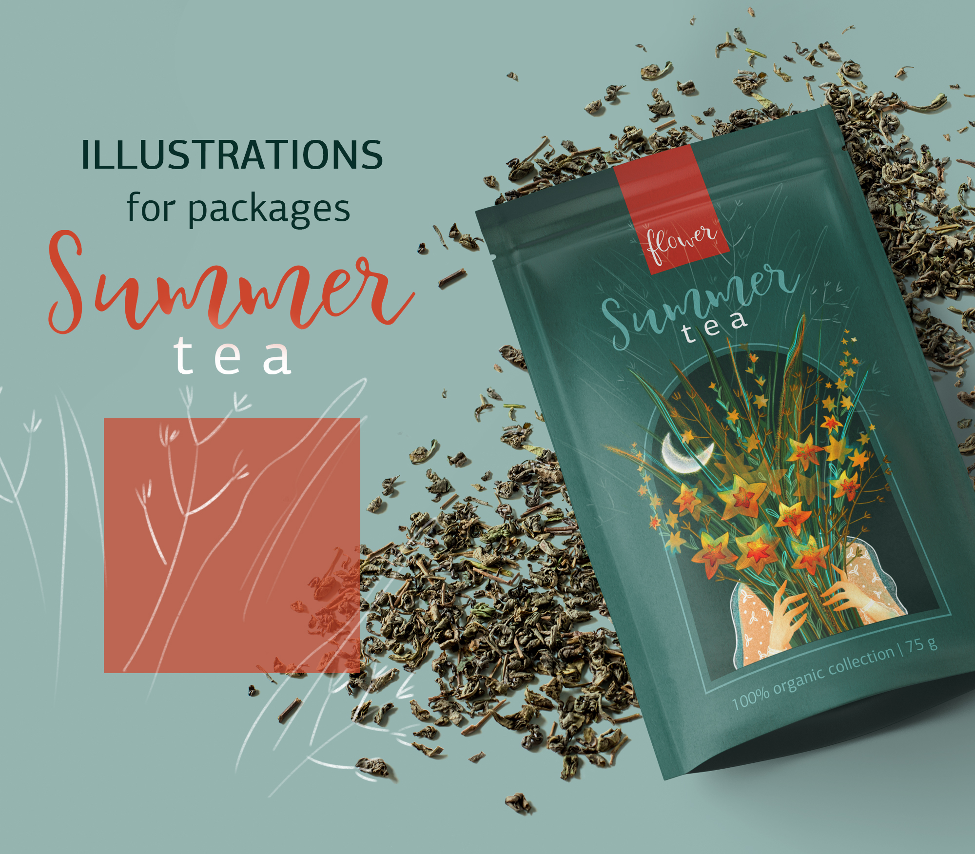 Illustrations for packages Summer tea — Изображение №1 — Брендинг, Графика на Dprofile