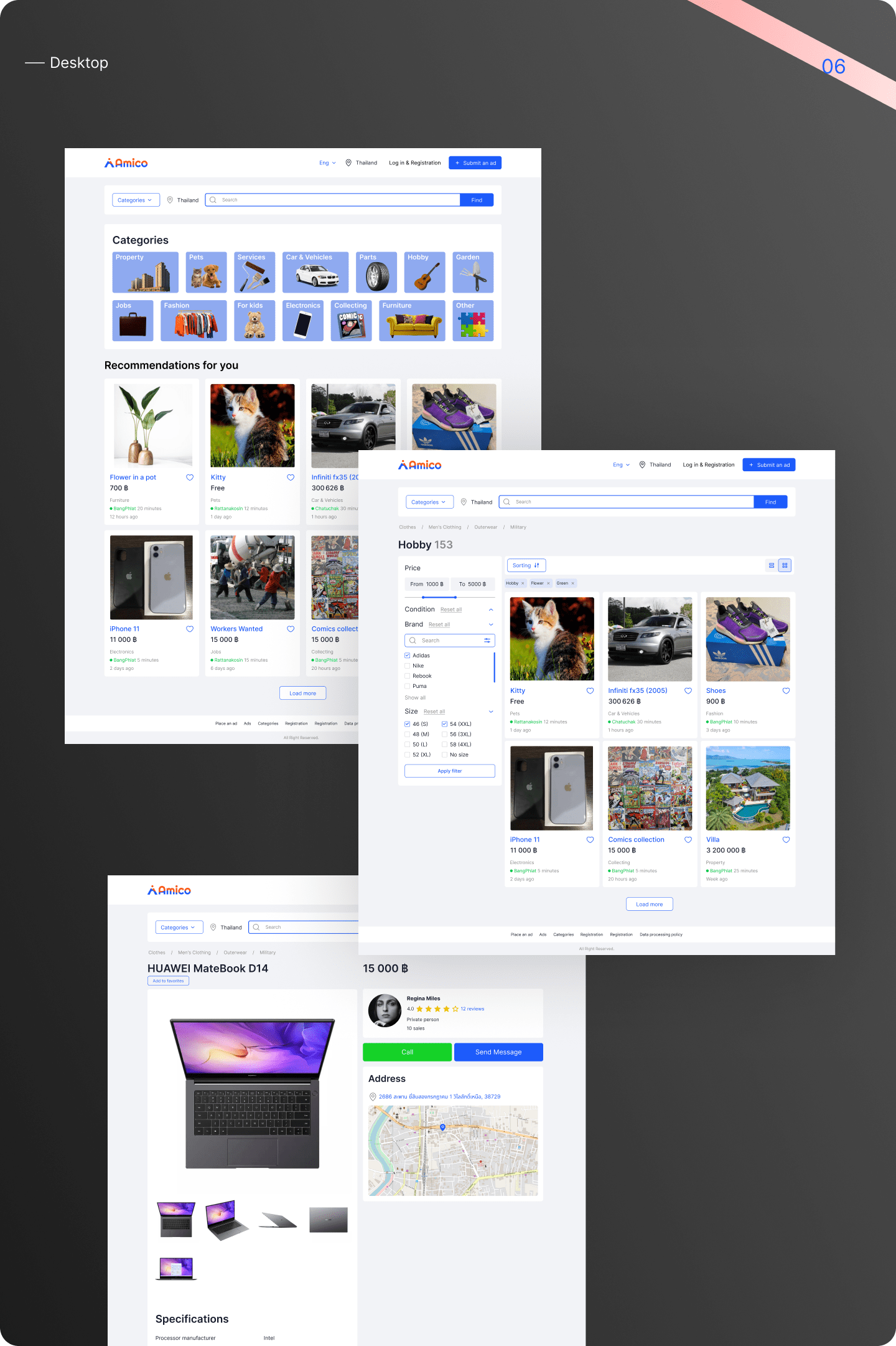 Amico - Mobile App & Website | Branding — Изображение №10 — Интерфейсы, Брендинг на Dprofile