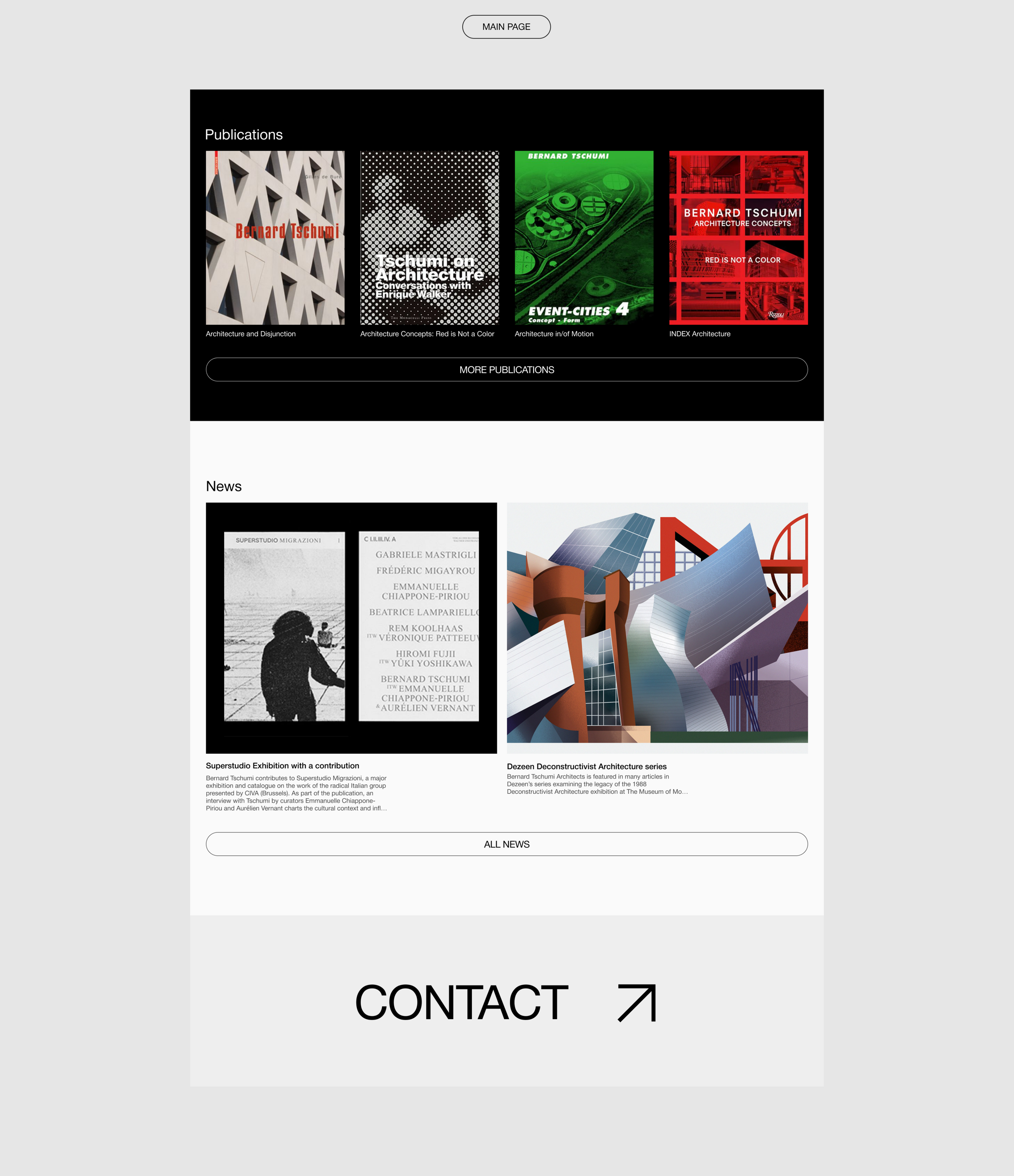 Bernard Tschumi Architects/ Corporate website/ Redesign — Изображение №4 — Интерфейсы на Dprofile