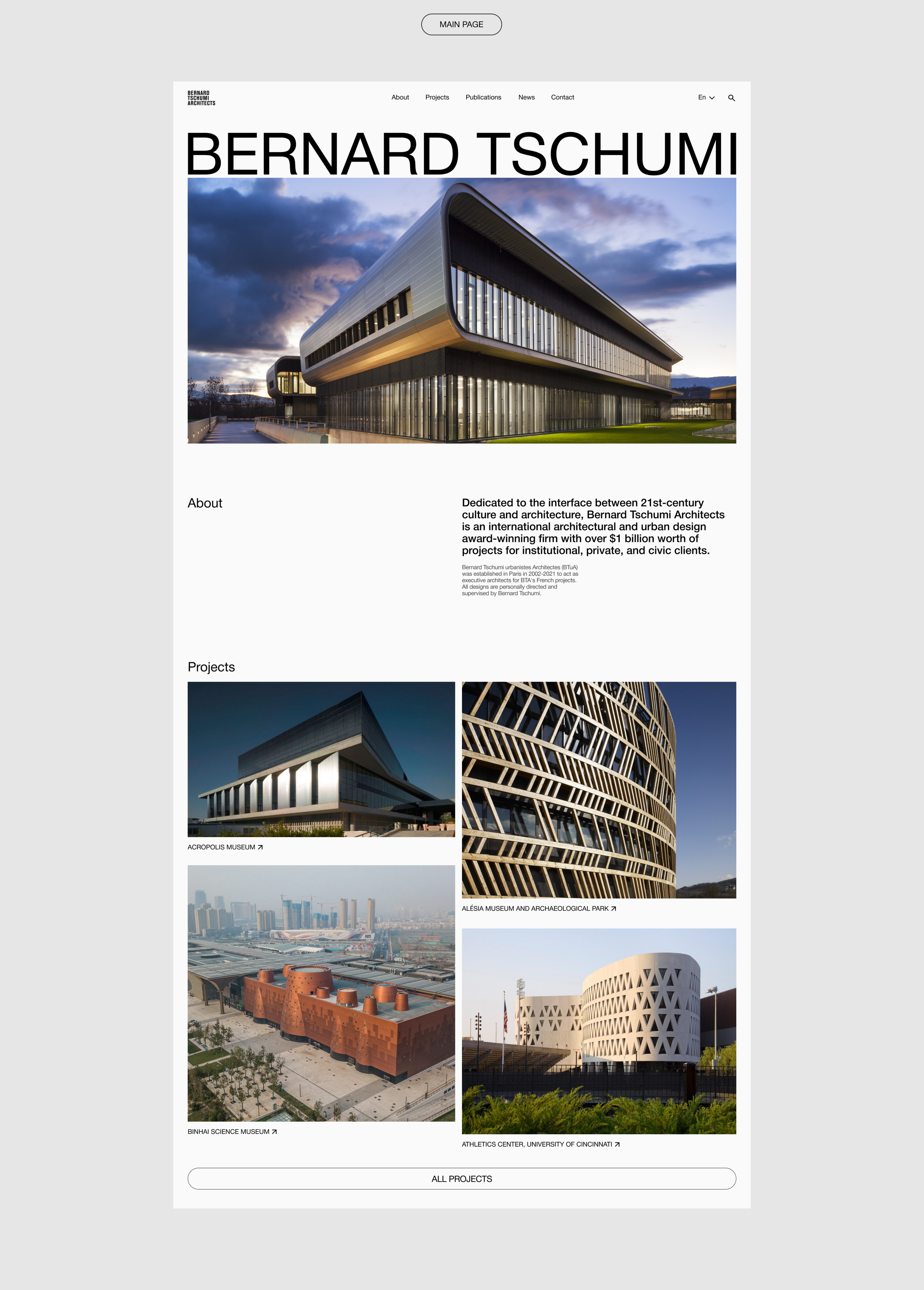 Bernard Tschumi Architects/ Corporate website/ Redesign — Изображение №2 — Интерфейсы на Dprofile