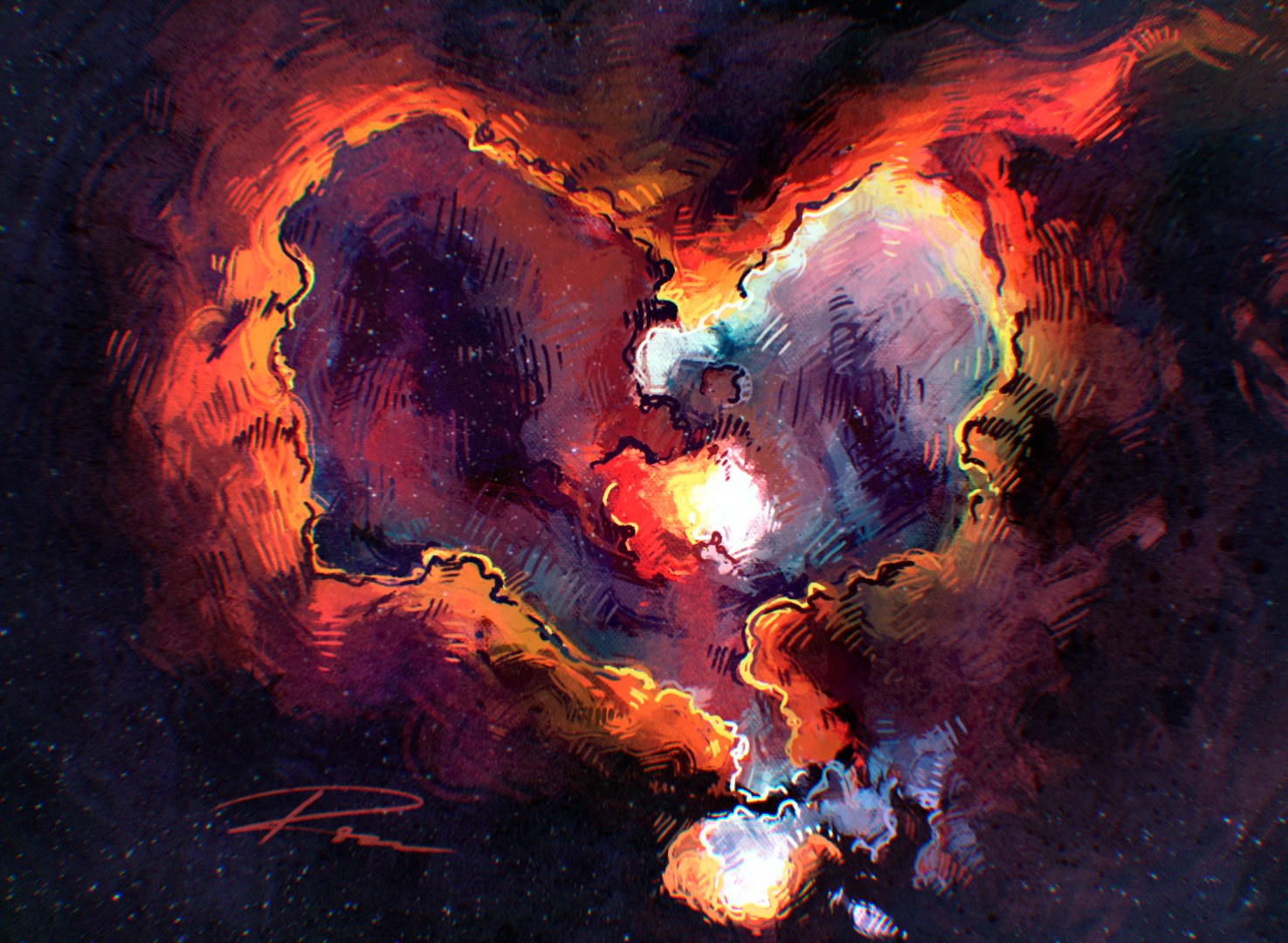 ТУМАННОСТИ "ОРЁЛ" и "СЕРДЦЕ" :: Космическая иллюстрация — Изображение №6 — Иллюстрация на Dprofile