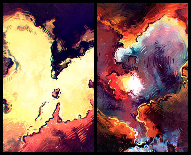 ТУМАННОСТИ "ОРЁЛ" и "СЕРДЦЕ" :: Космическая иллюстрация — Иллюстрация на Dprofile