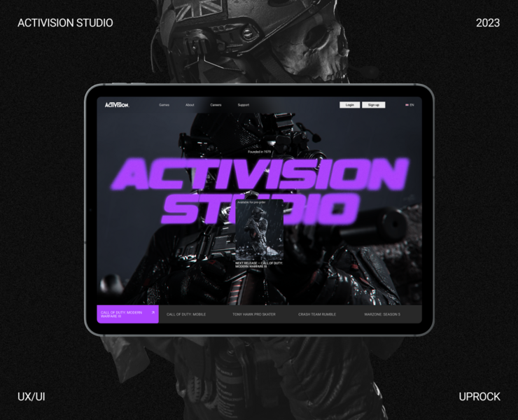 Activision Corporate Website Redesign — Интерфейсы, Графика на Dprofile