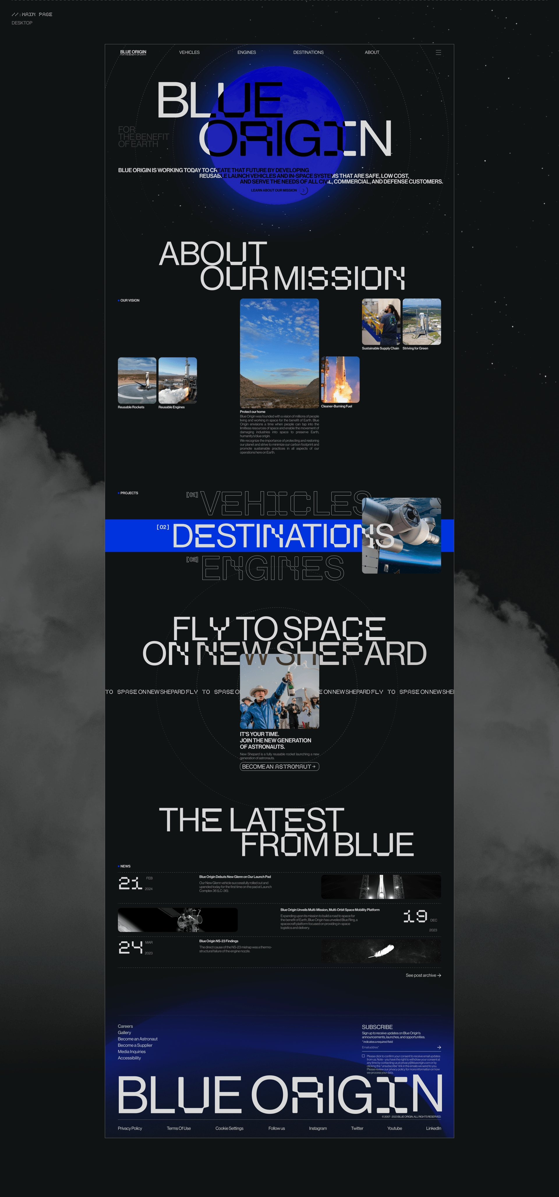 BLUE ORIGIN | Corporate Redesign concept — Изображение №2 — Интерфейсы на Dprofile