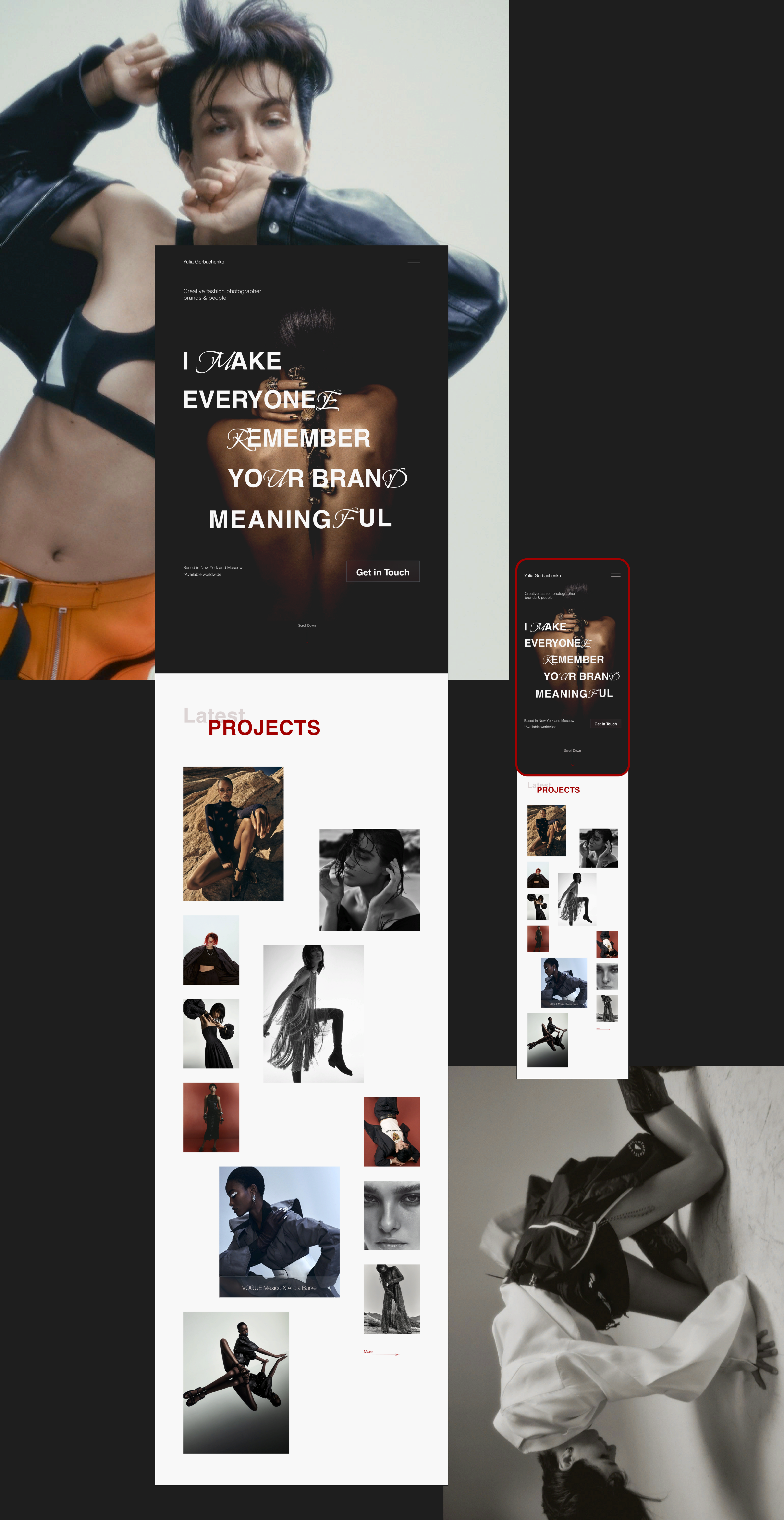 Design concept for the photographer's portfolio website — Изображение №5 — Интерфейсы, Брендинг на Dprofile