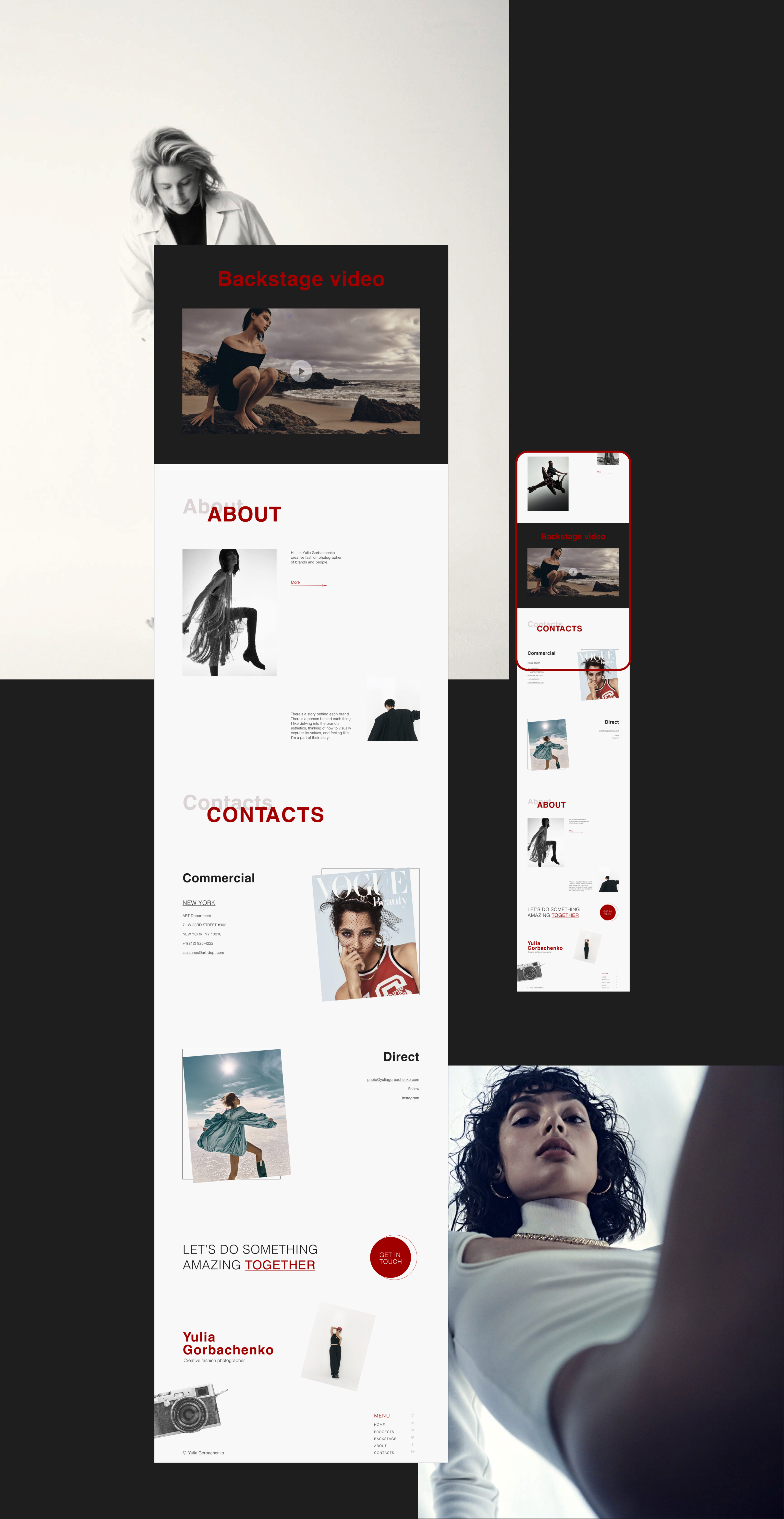 Design concept for the photographer's portfolio website — Изображение №6 — Интерфейсы, Брендинг на Dprofile