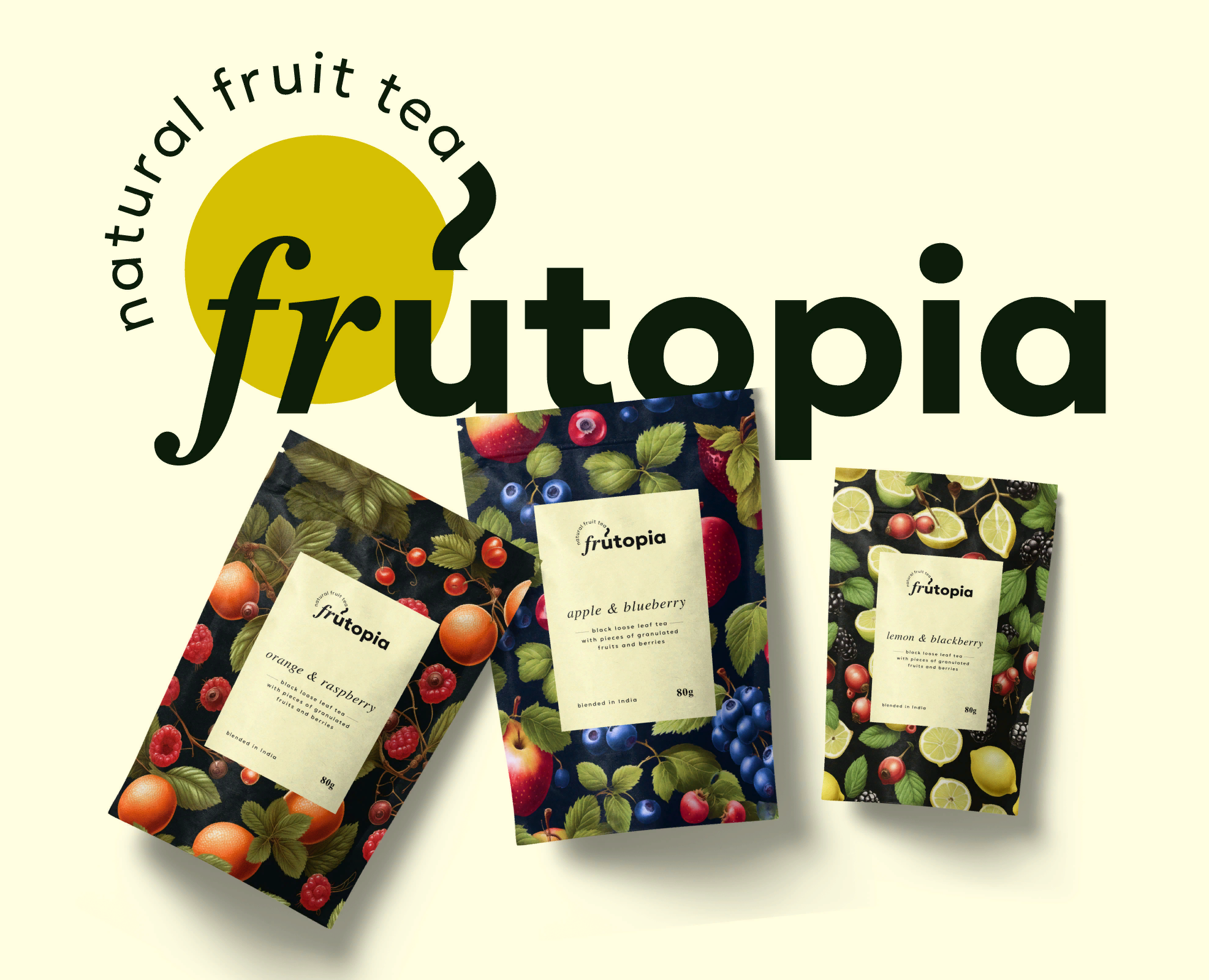Logo and packaging for natural fruit tea Frutopia — Брендинг, Иллюстрация на Dprofile