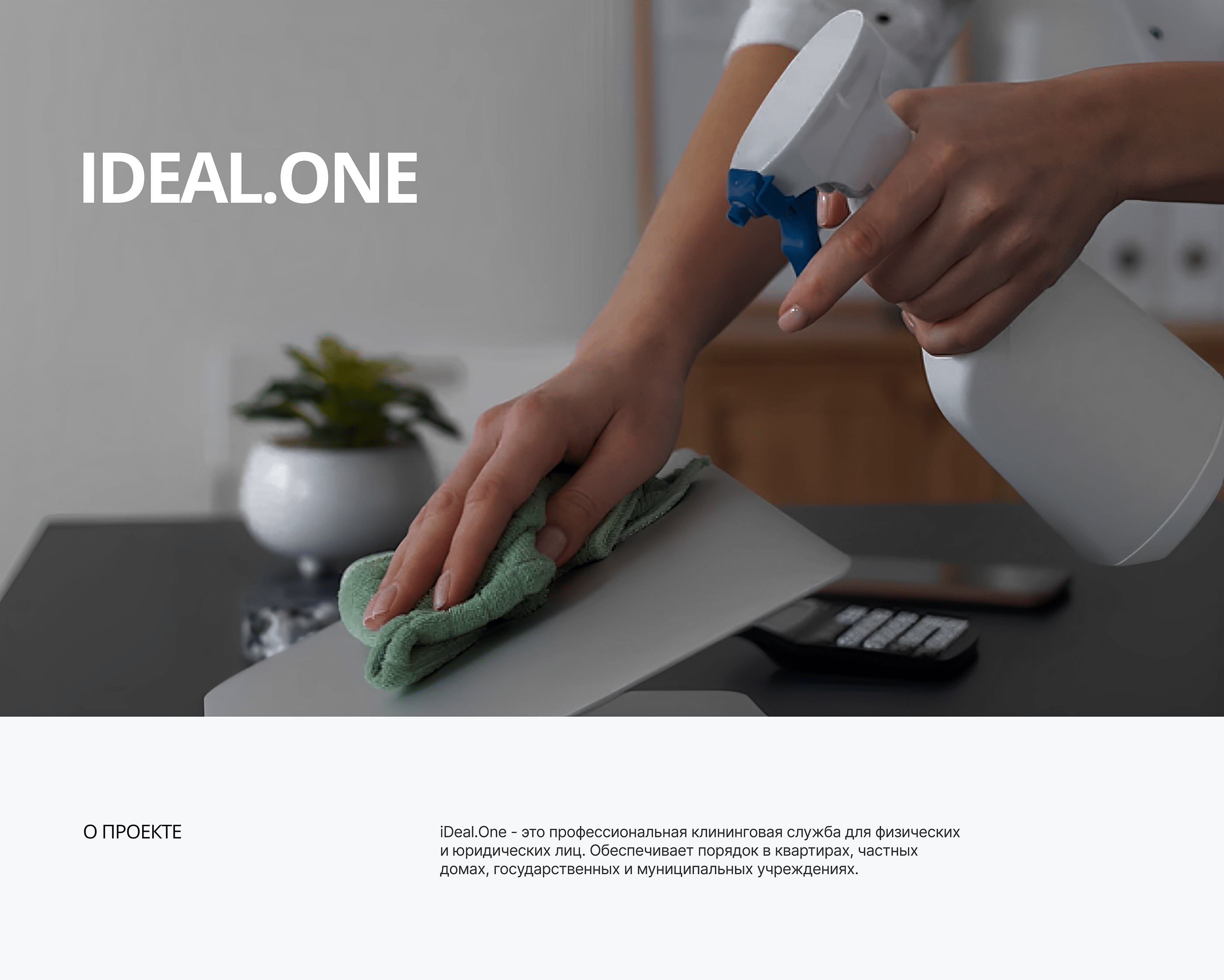 Корпоративный сайт для клининговой компании iDeal.One — Изображение №1 — Интерфейсы, Маркетинг на Dprofile