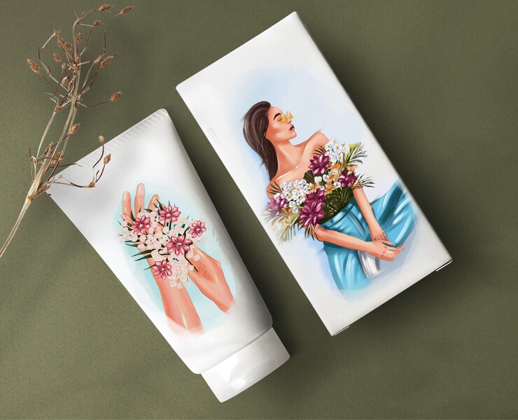 Flowers - cosmetics brand character — Иллюстрация, Маркетинг на Dprofile