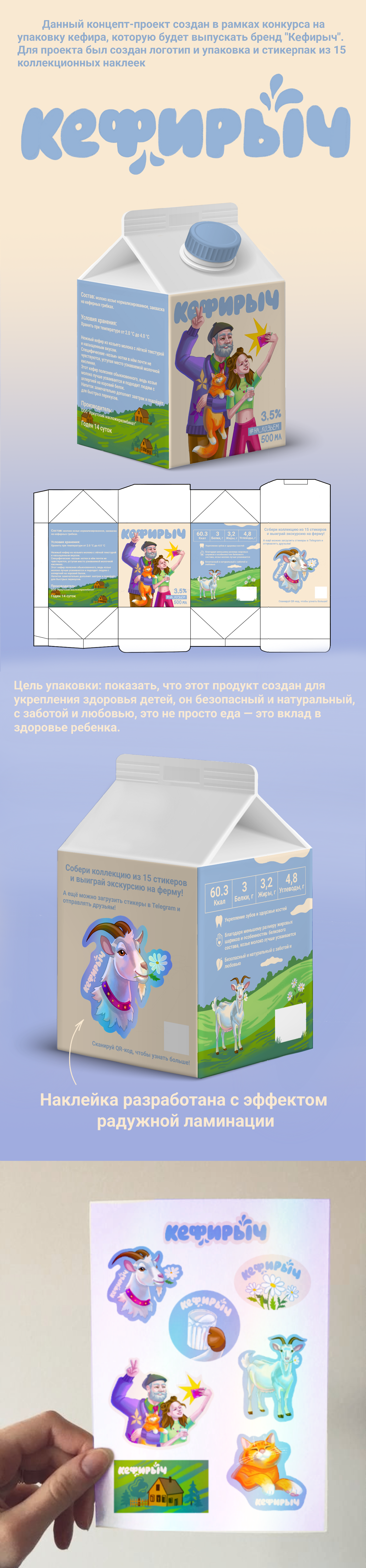 Дизайн упаковки кефира на козьем молоке — Изображение №1 — Брендинг, Иллюстрация на Dprofile