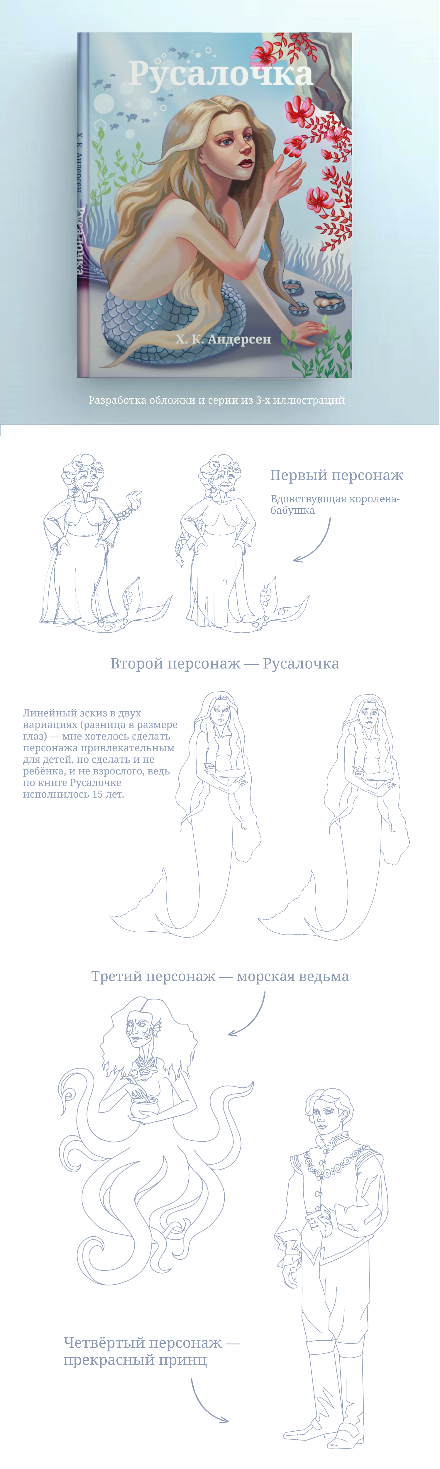 Иллюстрации и обложка для сказки "Русалочка" — Изображение №1 — Иллюстрация на Dprofile