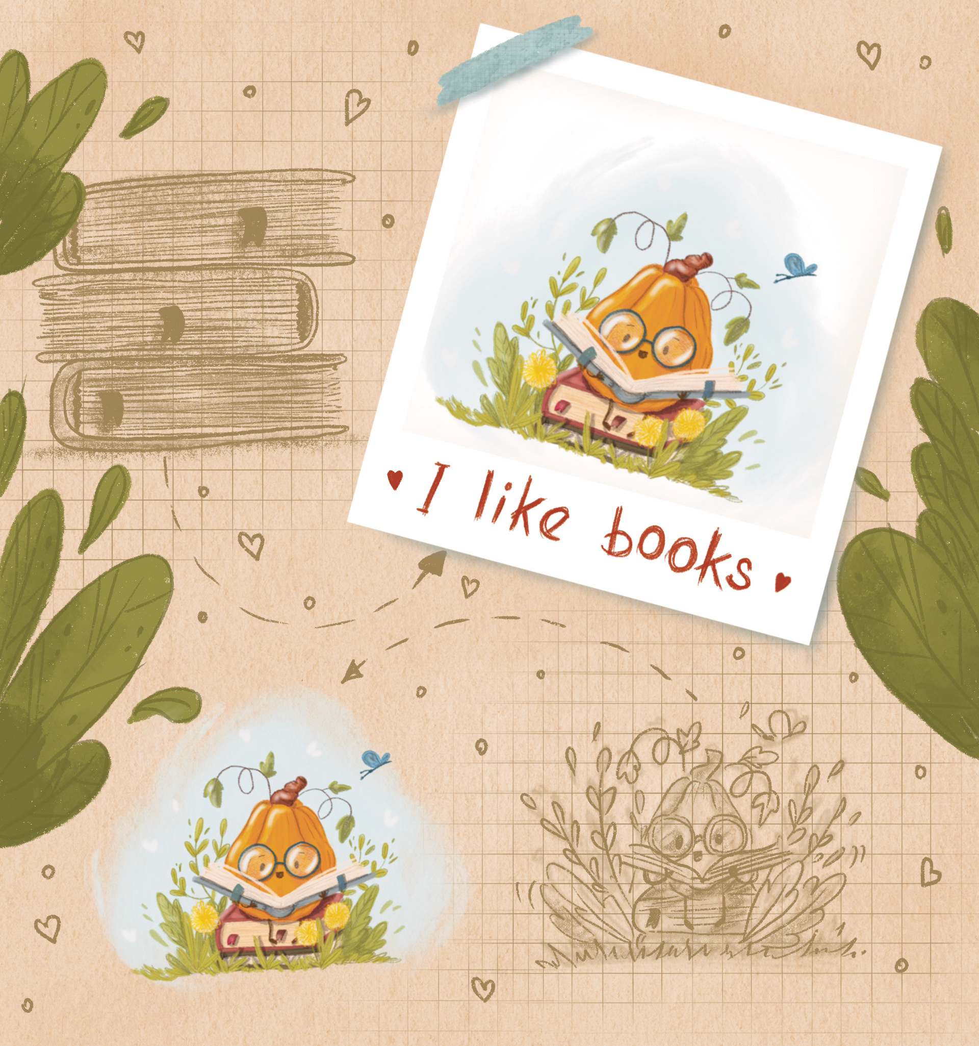 Little pumpkin character design — Изображение №3 — Иллюстрация, Графика на Dprofile