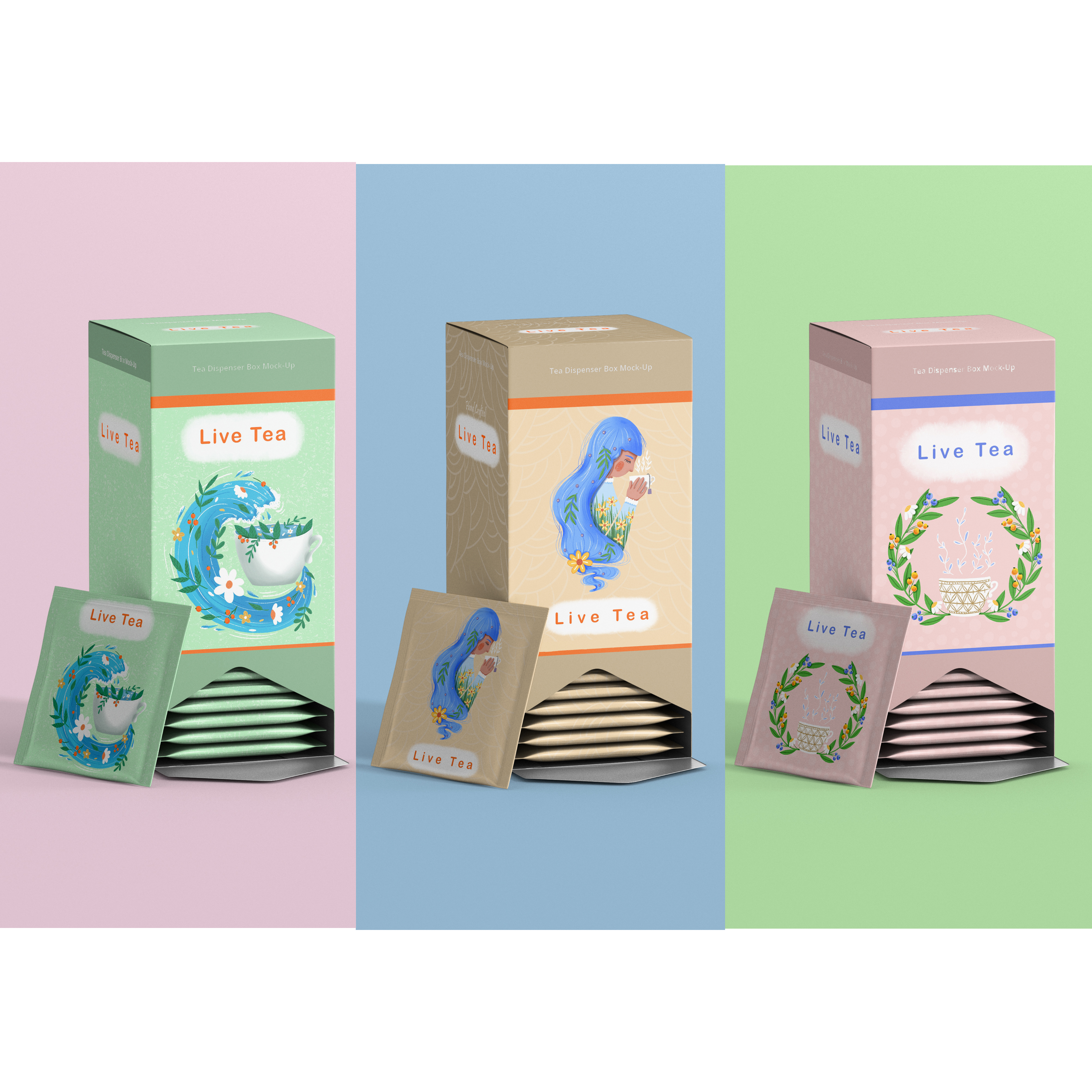 Чайная упаковка "Live Tea" — Изображение №3 — Брендинг, Иллюстрация, Графика на Dprofile
