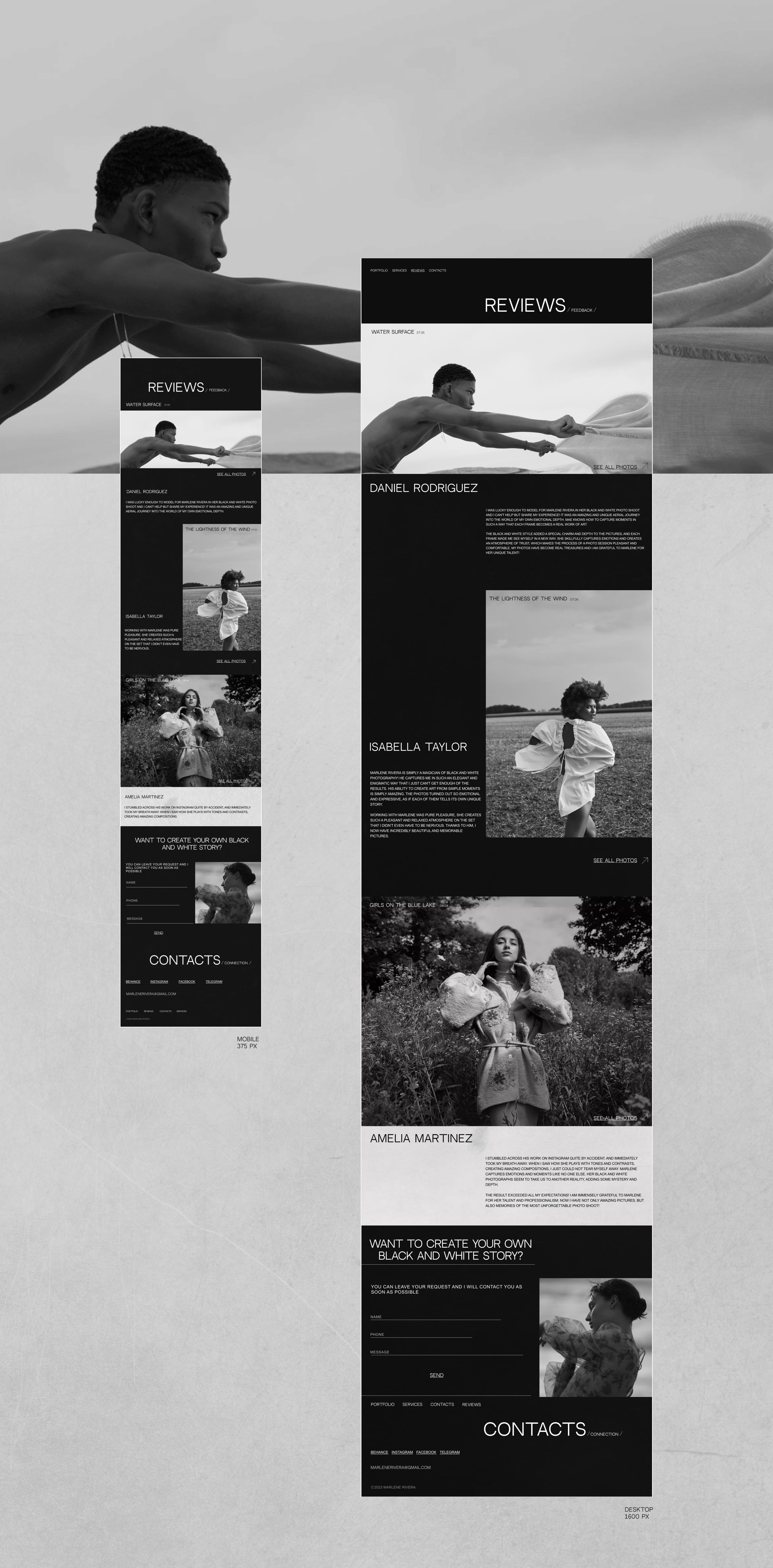 PHOTOGRAPHER MARLENE RIVERA WEBDESIGN CONCEPT — Изображение №6 — Интерфейсы на Dprofile