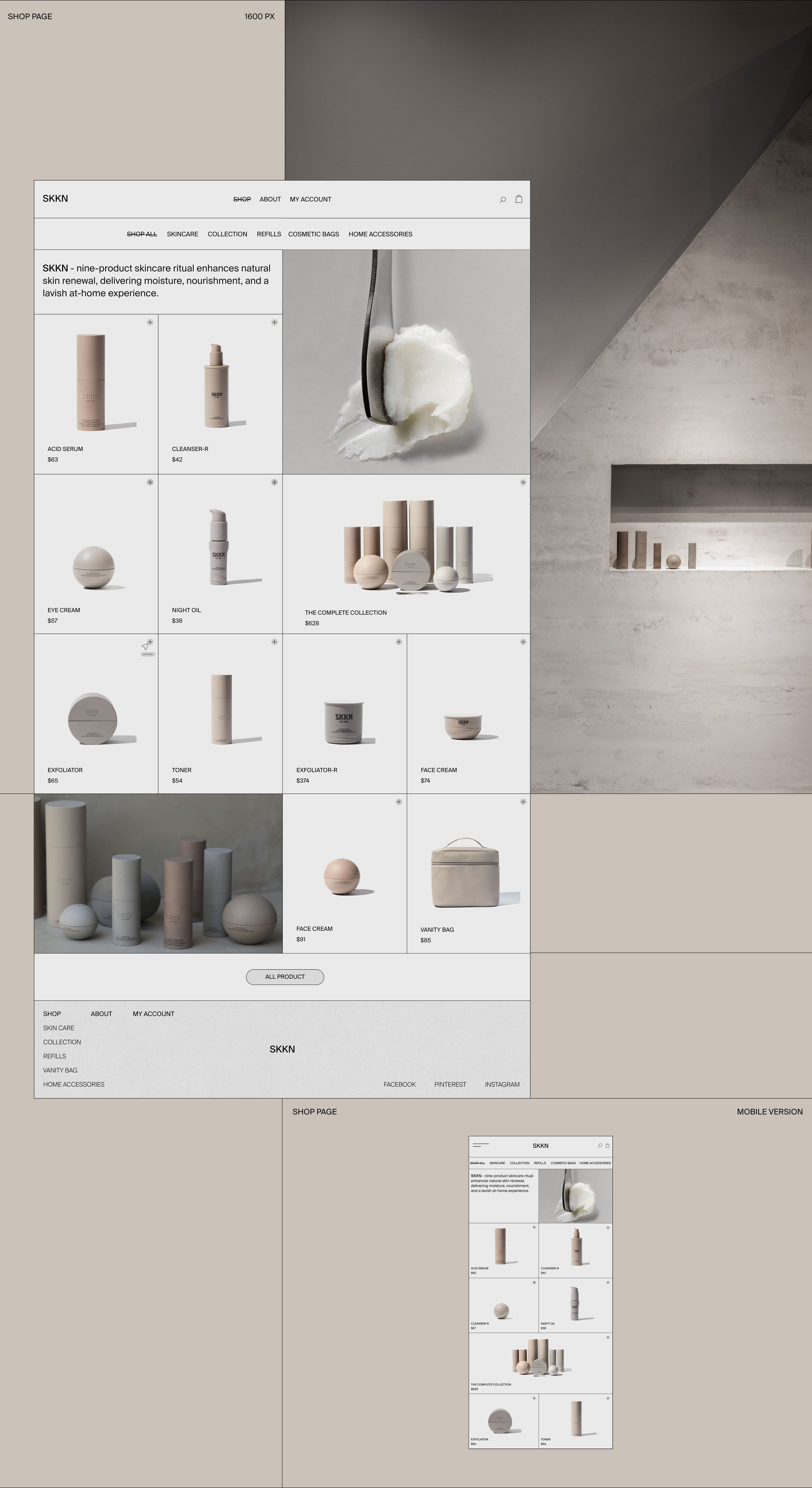 SKKN skincare cosmetics webdesign concept — Изображение №4 — Интерфейсы на Dprofile