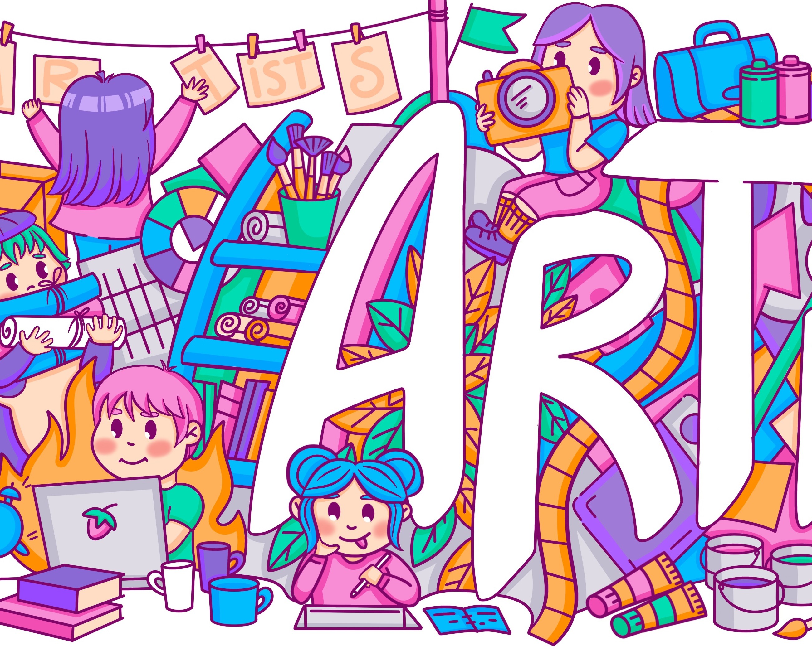 Дудл иллюстрация "Artists" — Иллюстрация, Графика на Dprofile