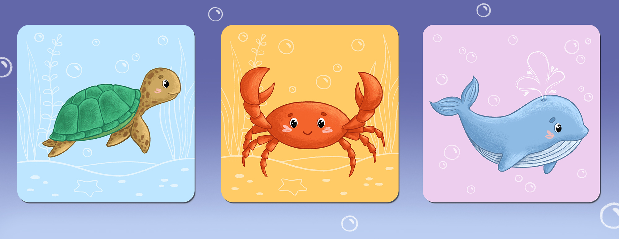 Детская настольная игра Мемо "Морские обитатели" — Изображение №3 — Брендинг, Иллюстрация на Dprofile