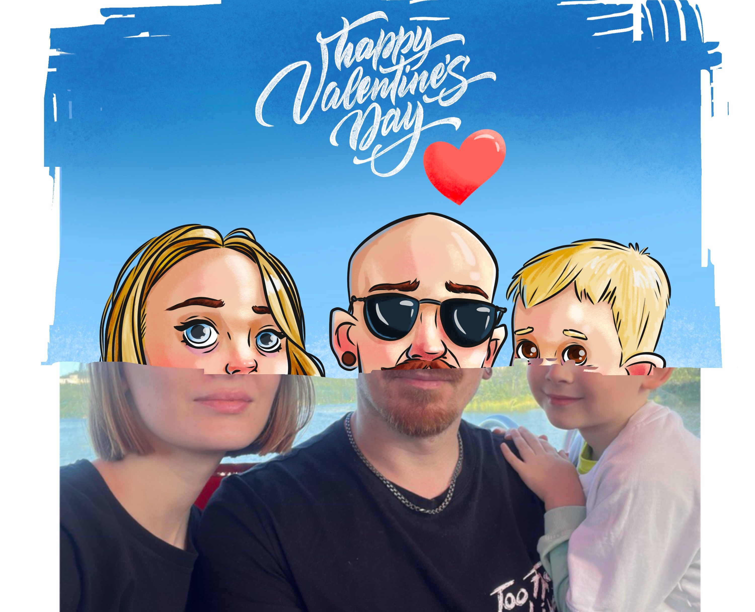 Happy Valentine Day Family art — Иллюстрация на Dprofile