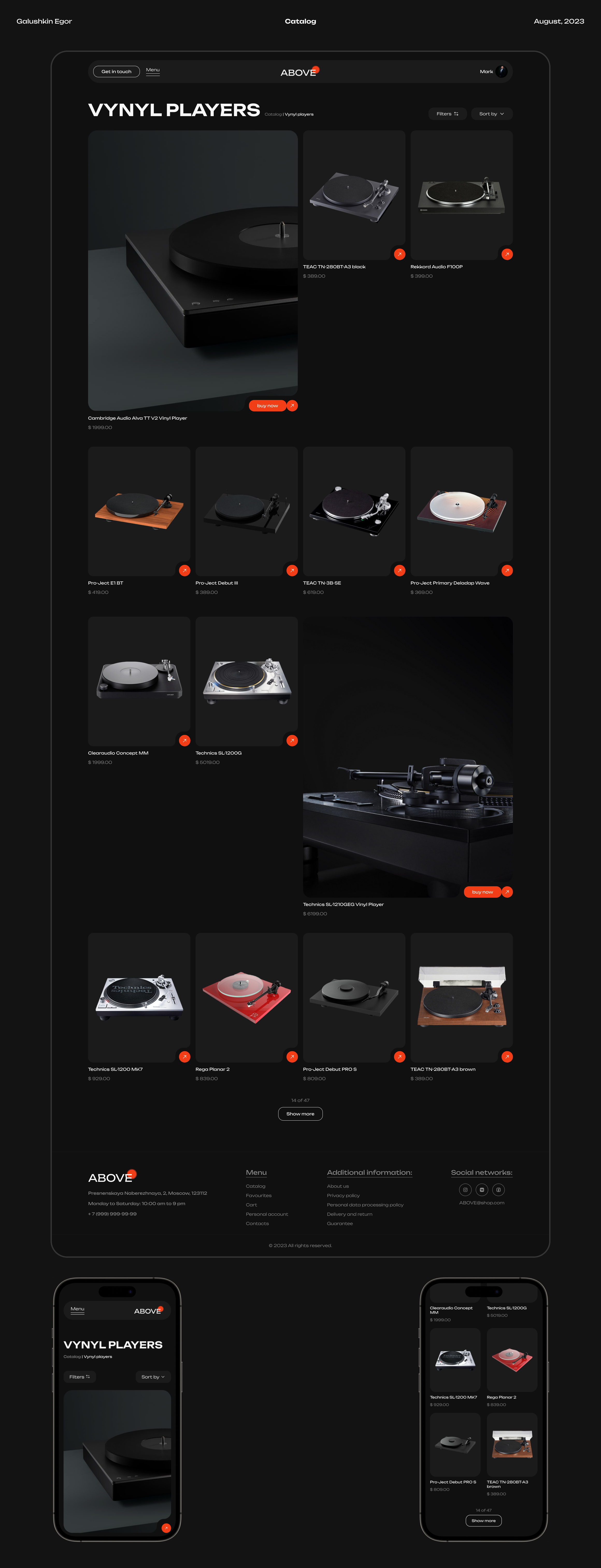 Above | Web and UX/UI | E-commerce — Изображение №6 — Интерфейсы на Dprofile
