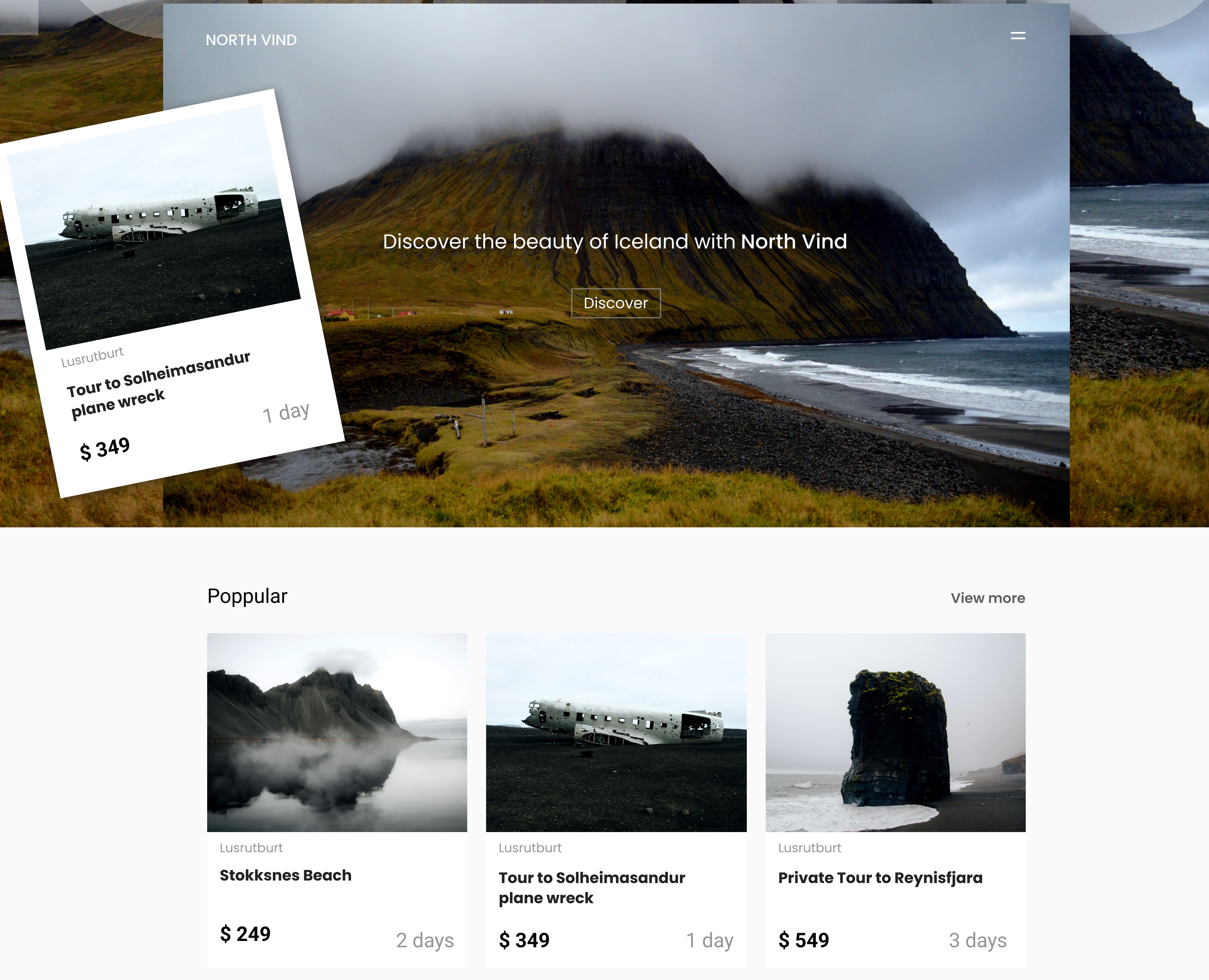 Landing Page North Vind — Интерфейсы на Dprofile