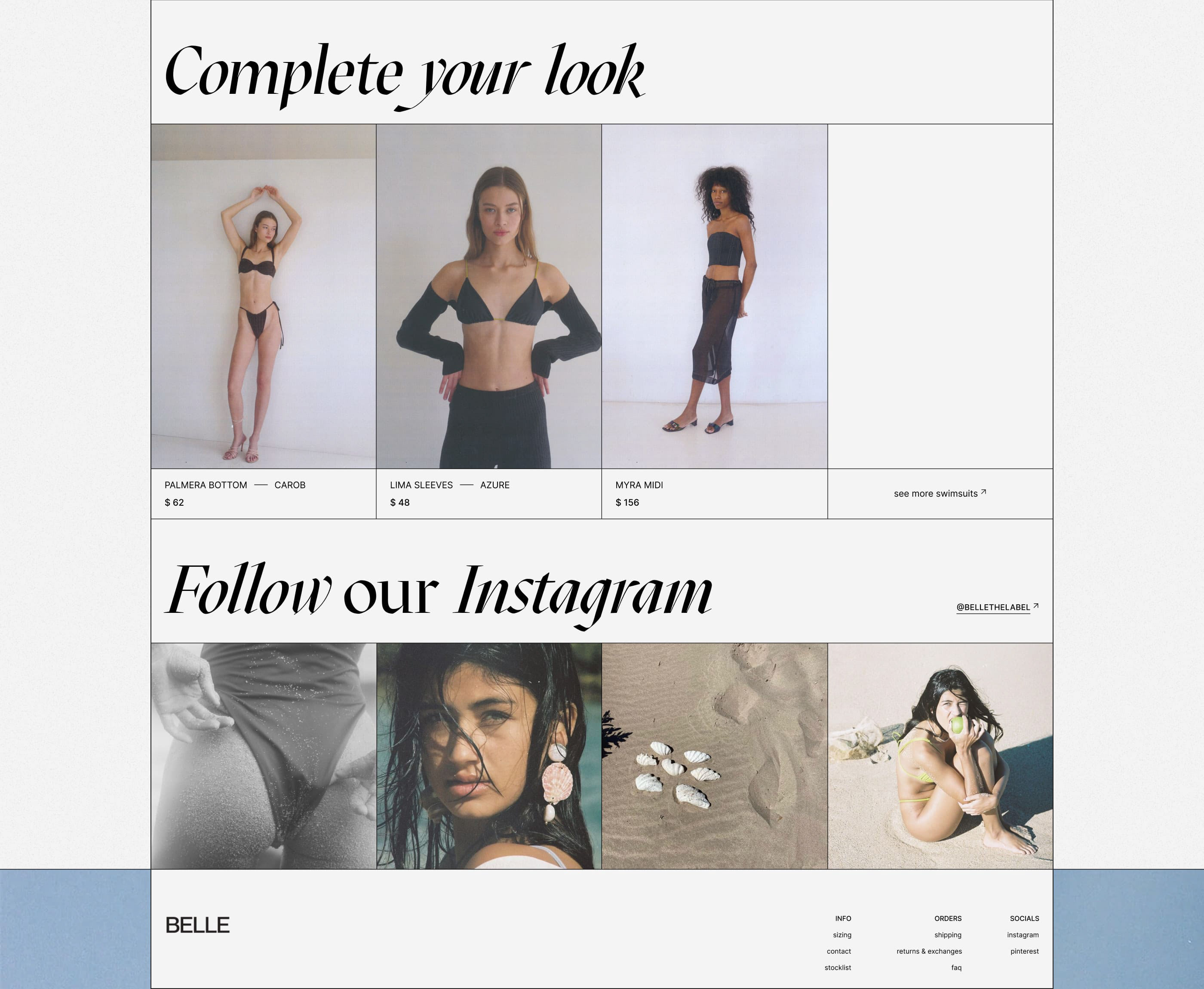 BELLE | Swimwear website — Изображение №7 — Интерфейсы на Dprofile