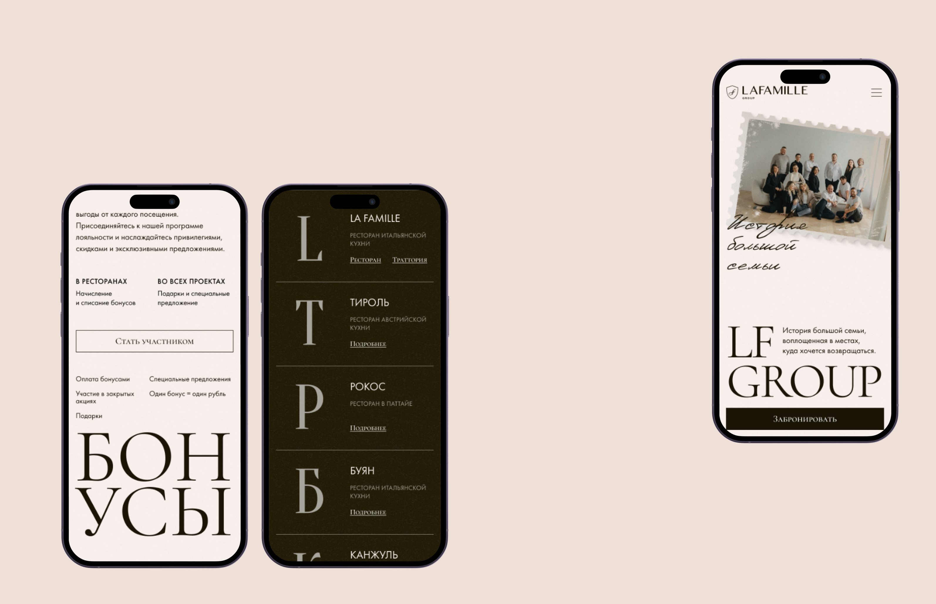 La Famille Group – ресторанный холдинг — Изображение №7 — Интерфейсы, Анимация на Dprofile