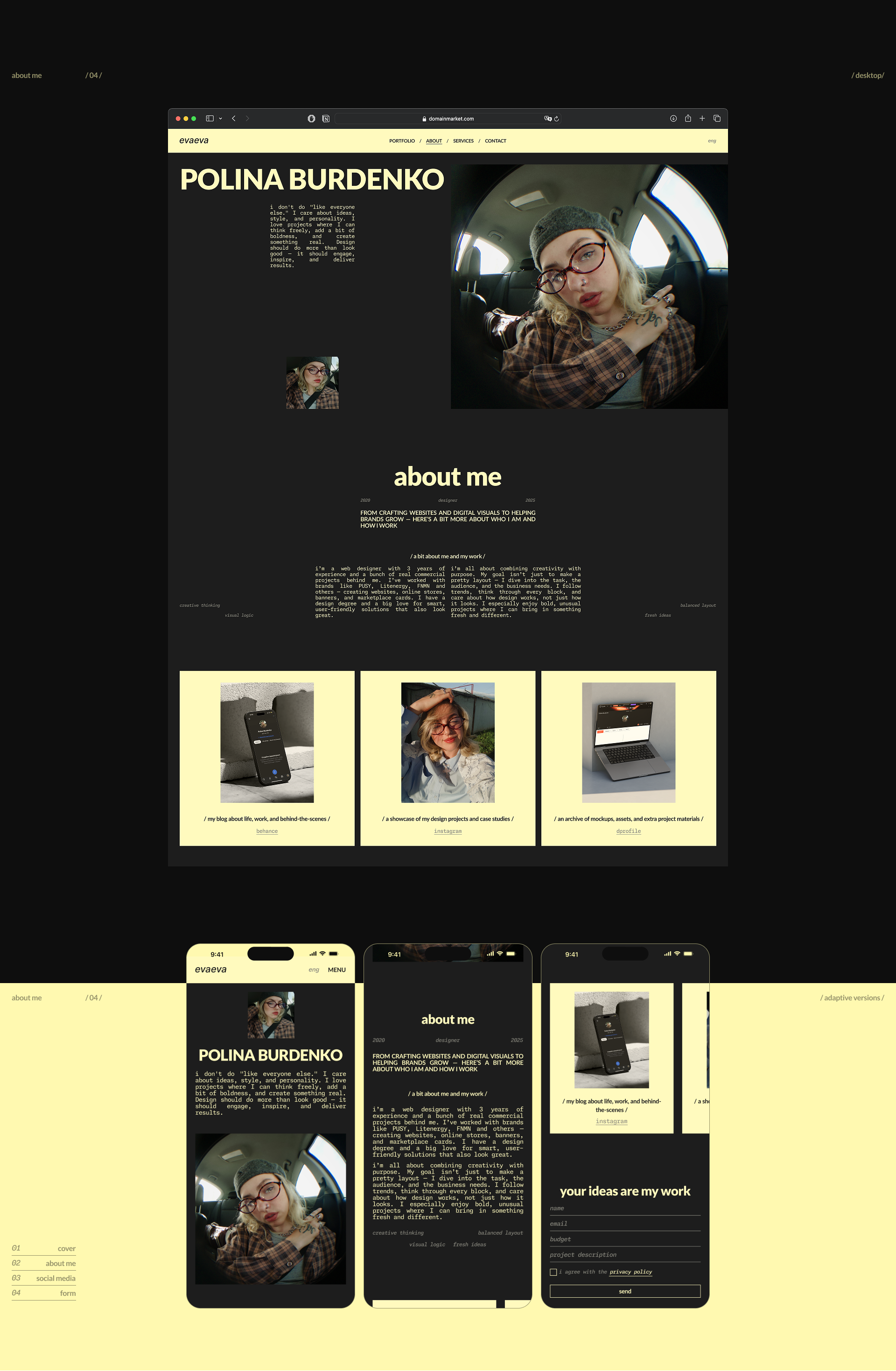 PORTFOLIO WEBSITE / EVAEVA — Изображение №9 — Интерфейсы на Dprofile