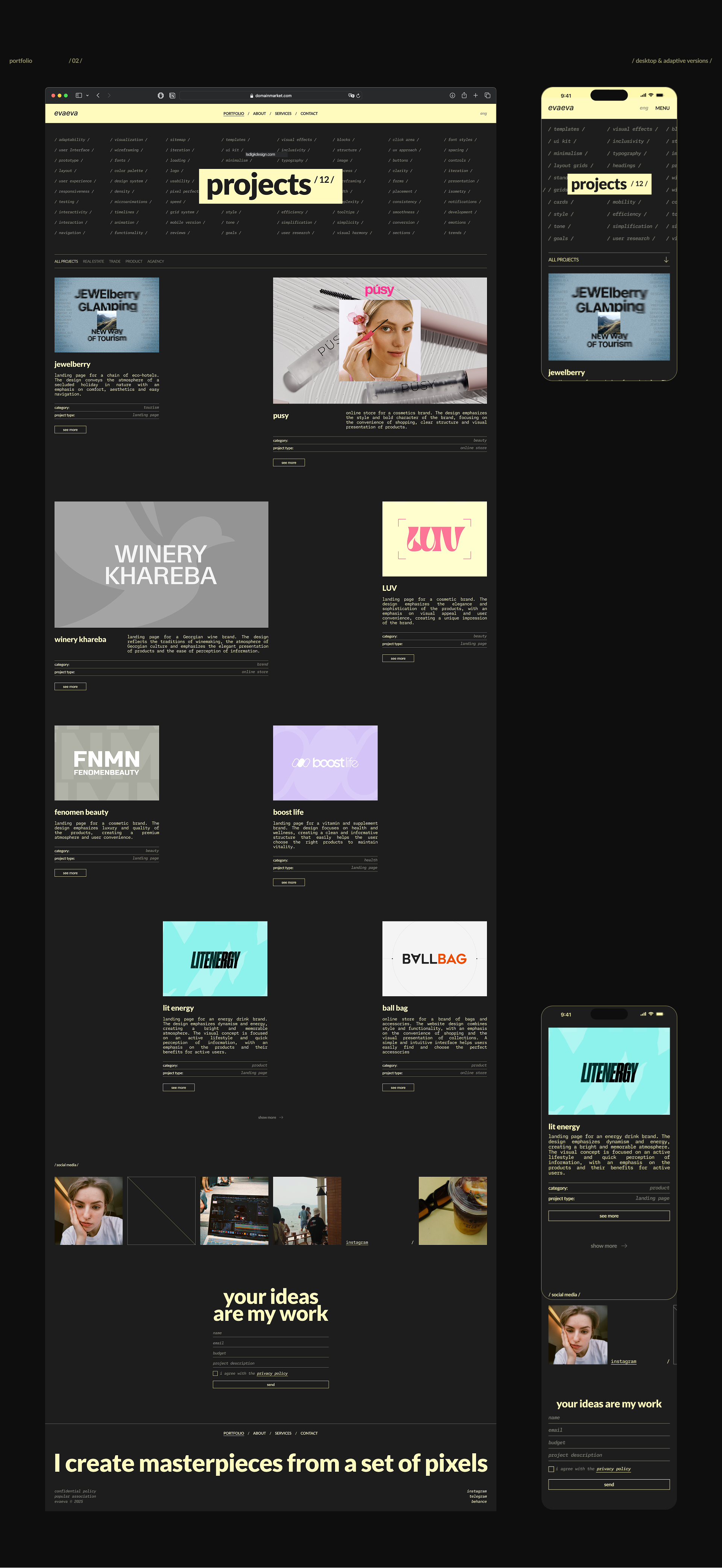PORTFOLIO WEBSITE / EVAEVA — Изображение №5 — Интерфейсы на Dprofile