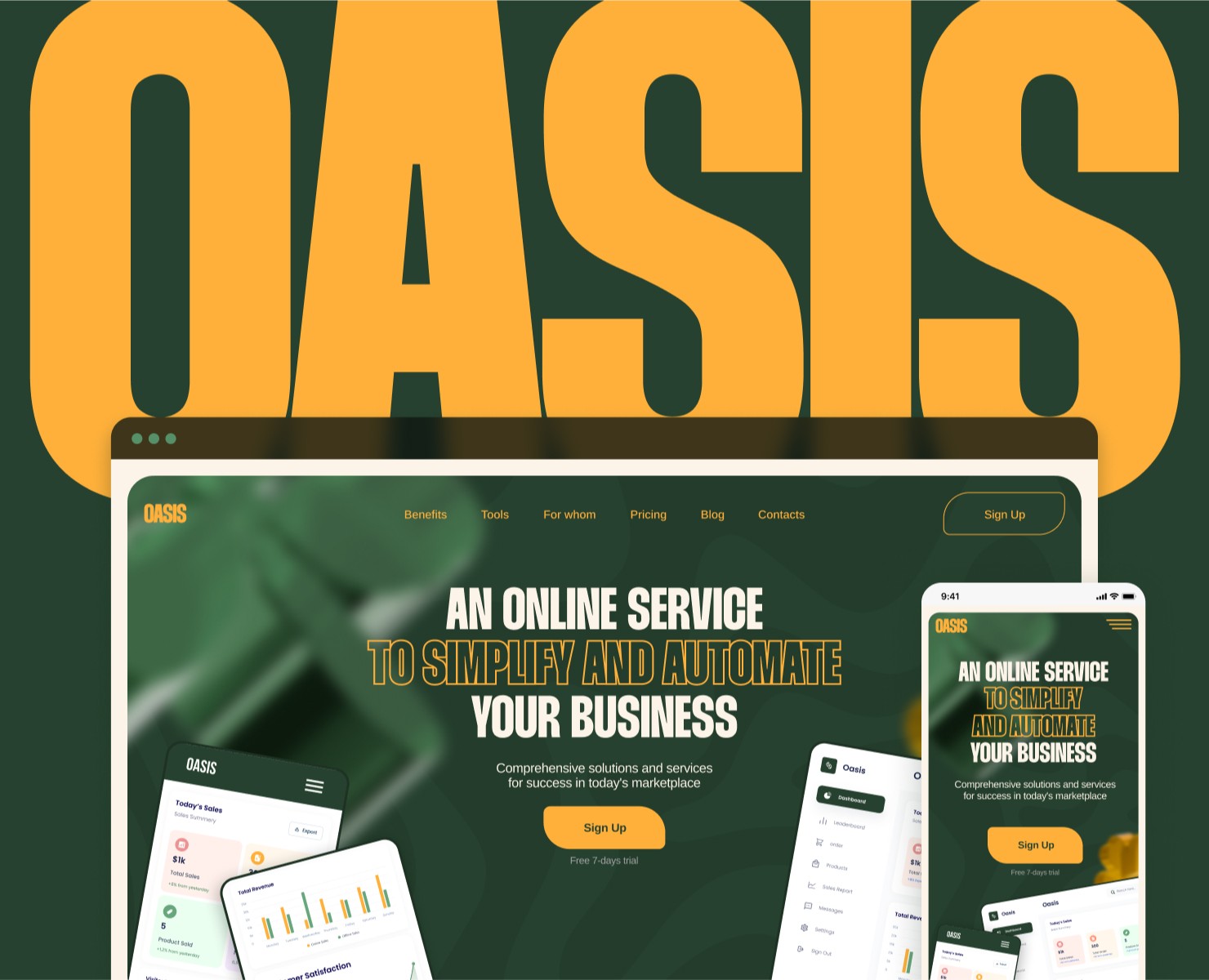 OASIS — Landing page for an online business service — Интерфейсы на Dprofile