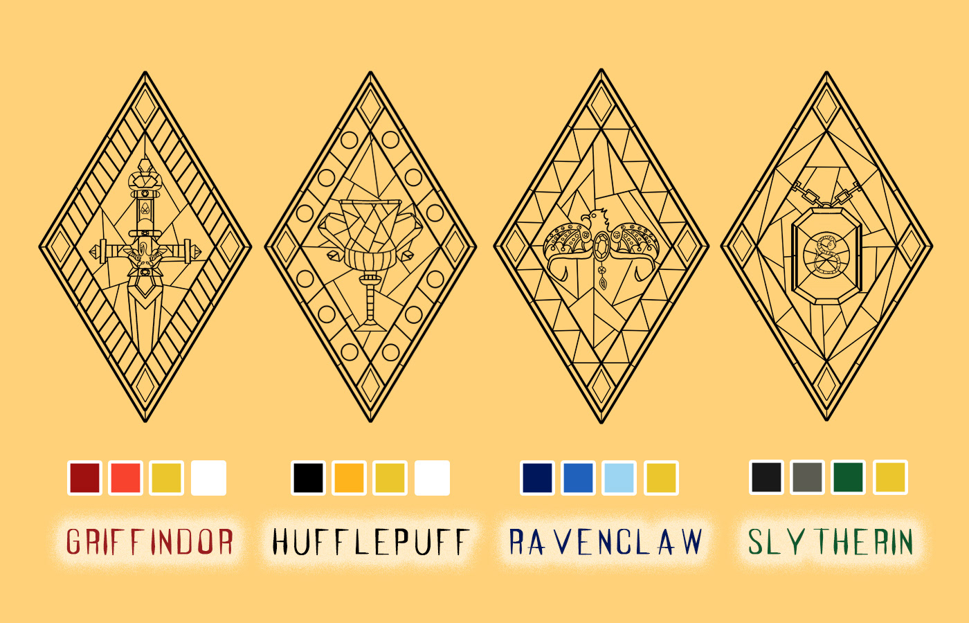 STAINED-GLASS WINDOWS OF HOGWARTS. Sports wear — Изображение №5 — Иллюстрация на Dprofile