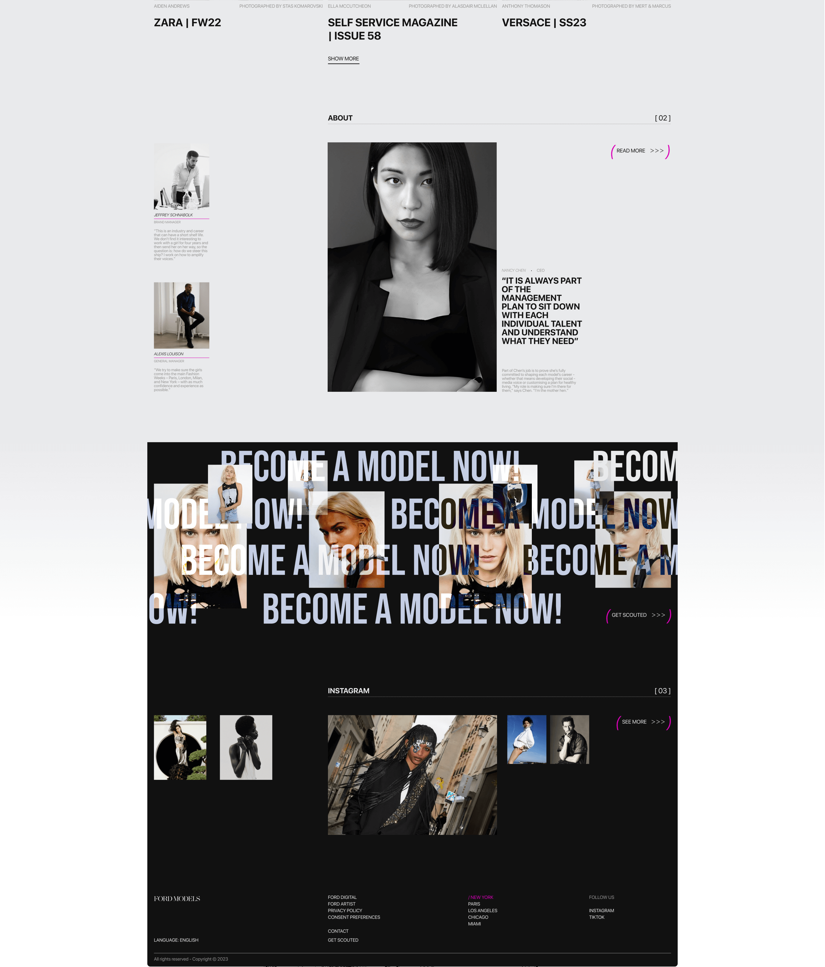 FORD MODELS | Agency website — Изображение №3 — Интерфейсы, Брендинг на Dprofile