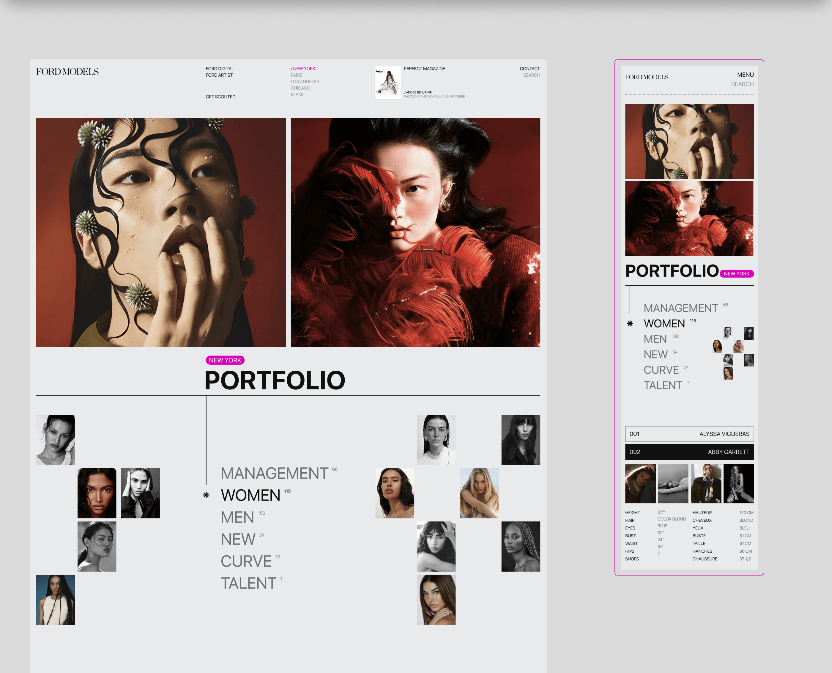FORD MODELS | Agency website — Изображение №5 — Интерфейсы, Брендинг на Dprofile